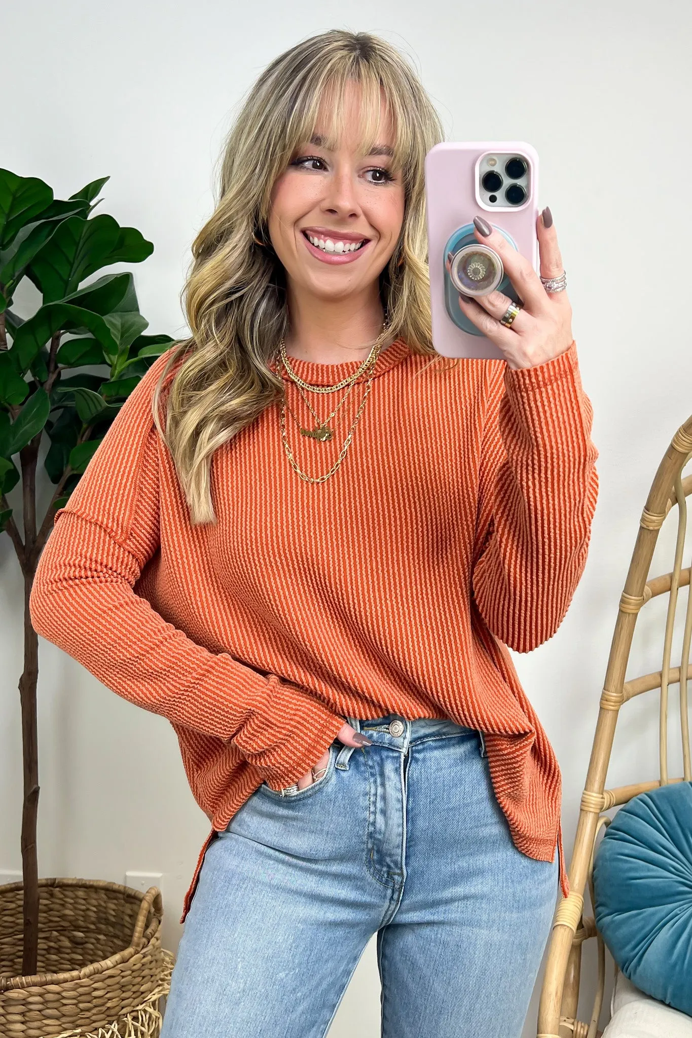 Coy Cutie Textured Raw Edge Boat Neck Top - BACK IN STOCK