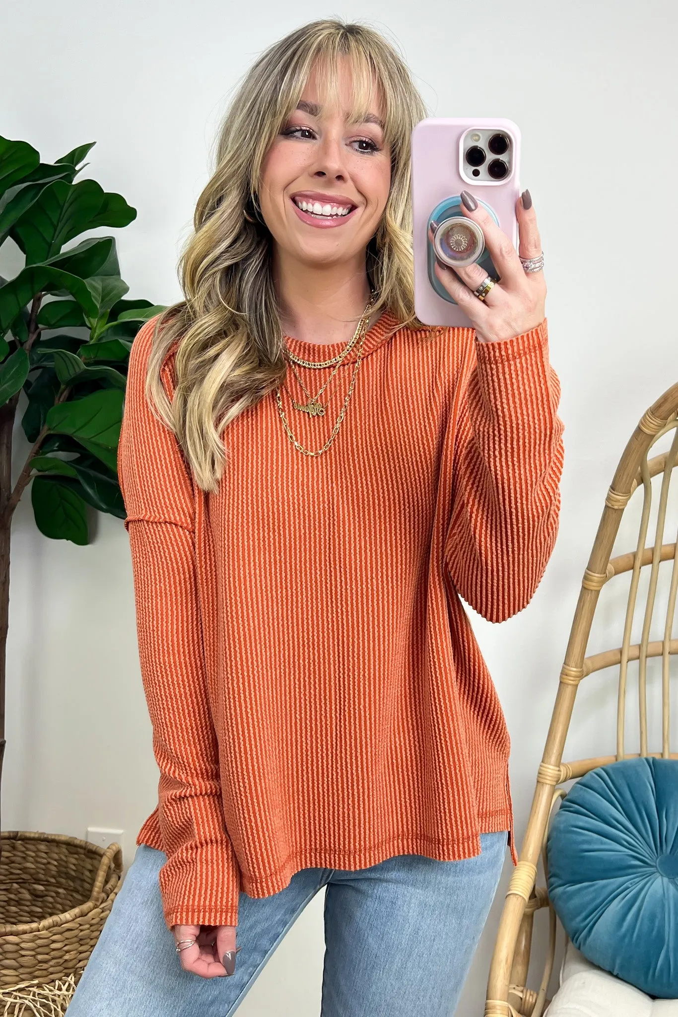 Coy Cutie Textured Raw Edge Boat Neck Top - BACK IN STOCK
