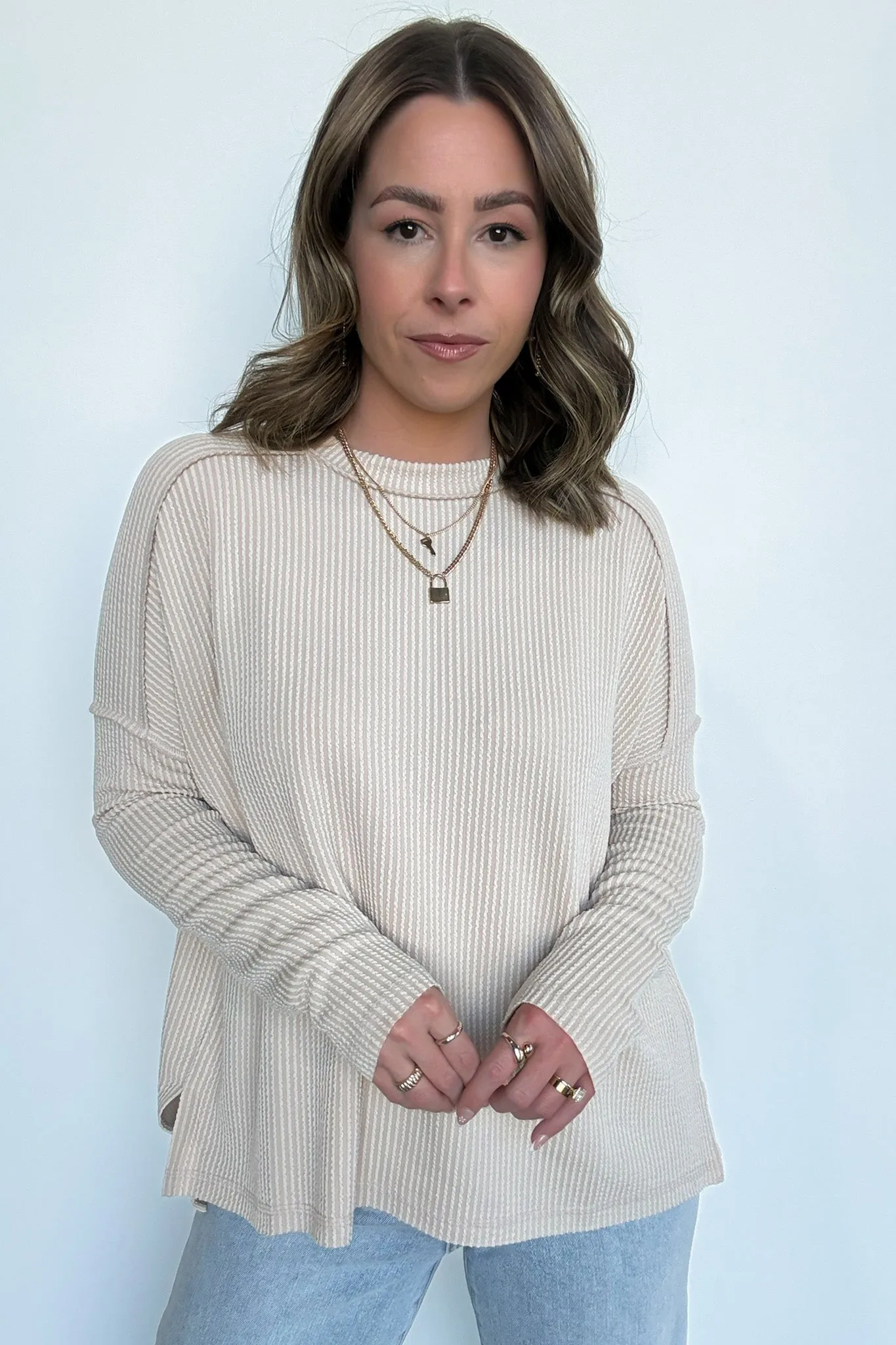 Coy Cutie Textured Raw Edge Boat Neck Top - BACK IN STOCK