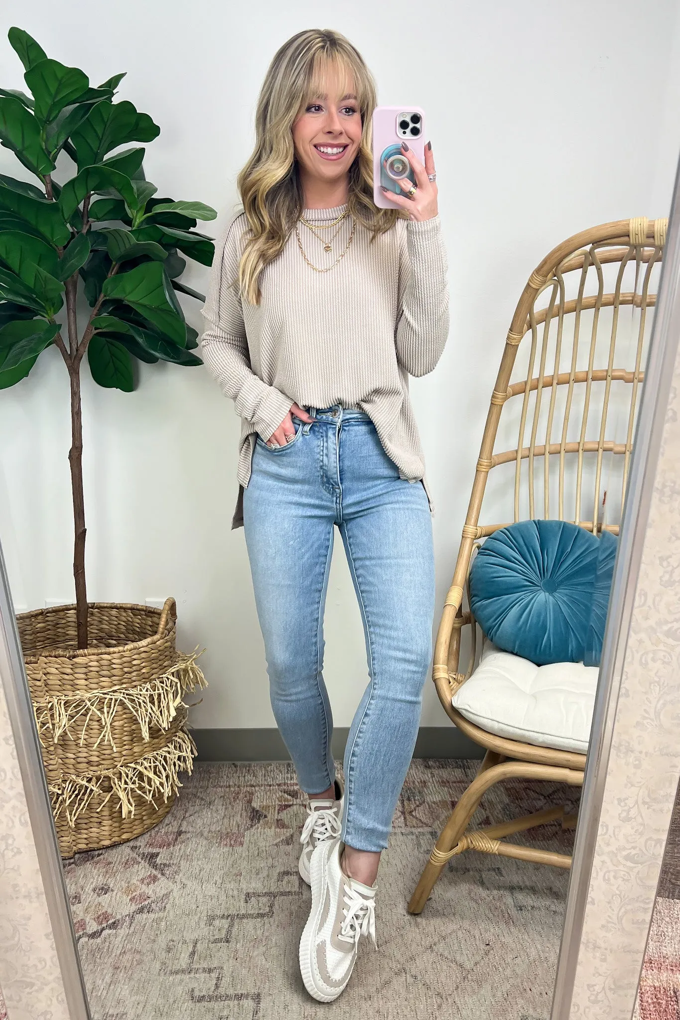 Coy Cutie Textured Raw Edge Boat Neck Top - BACK IN STOCK