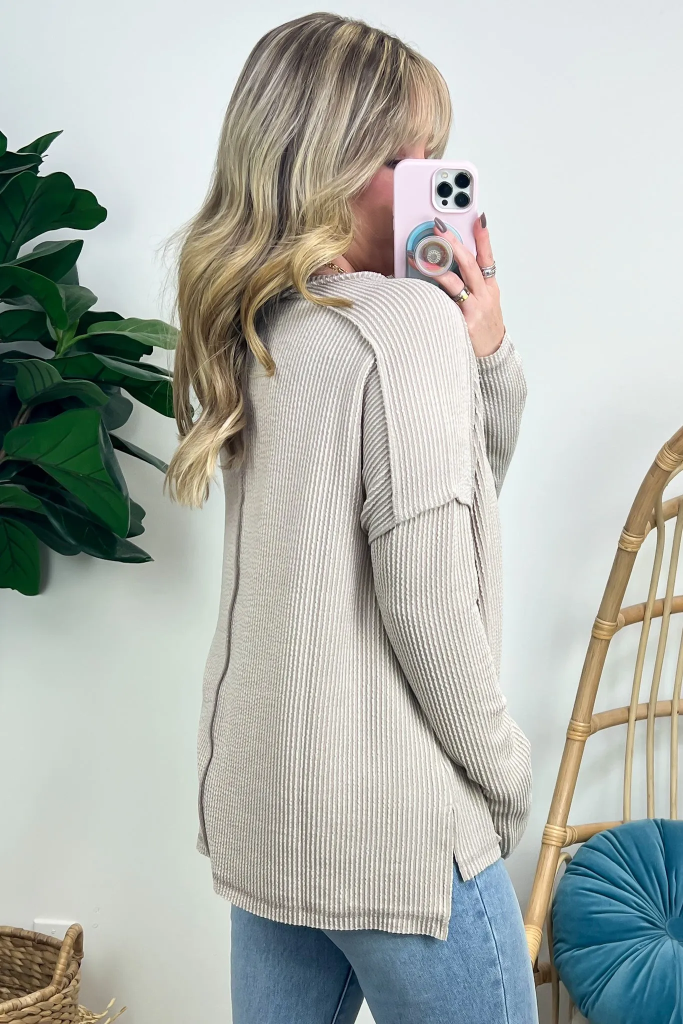 Coy Cutie Textured Raw Edge Boat Neck Top - BACK IN STOCK