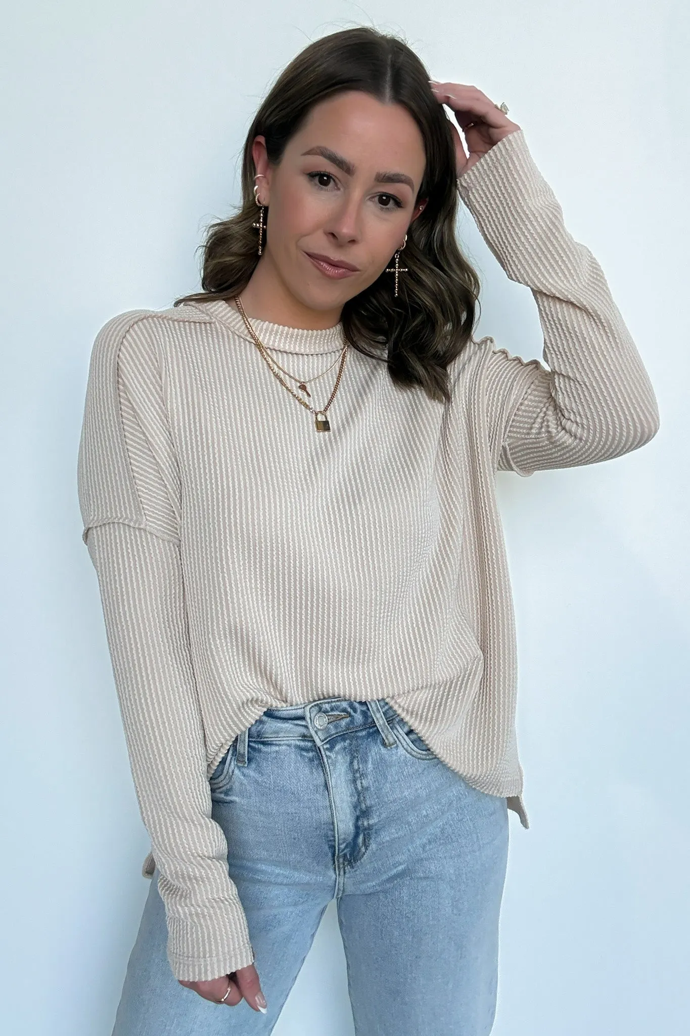 Coy Cutie Textured Raw Edge Boat Neck Top - BACK IN STOCK