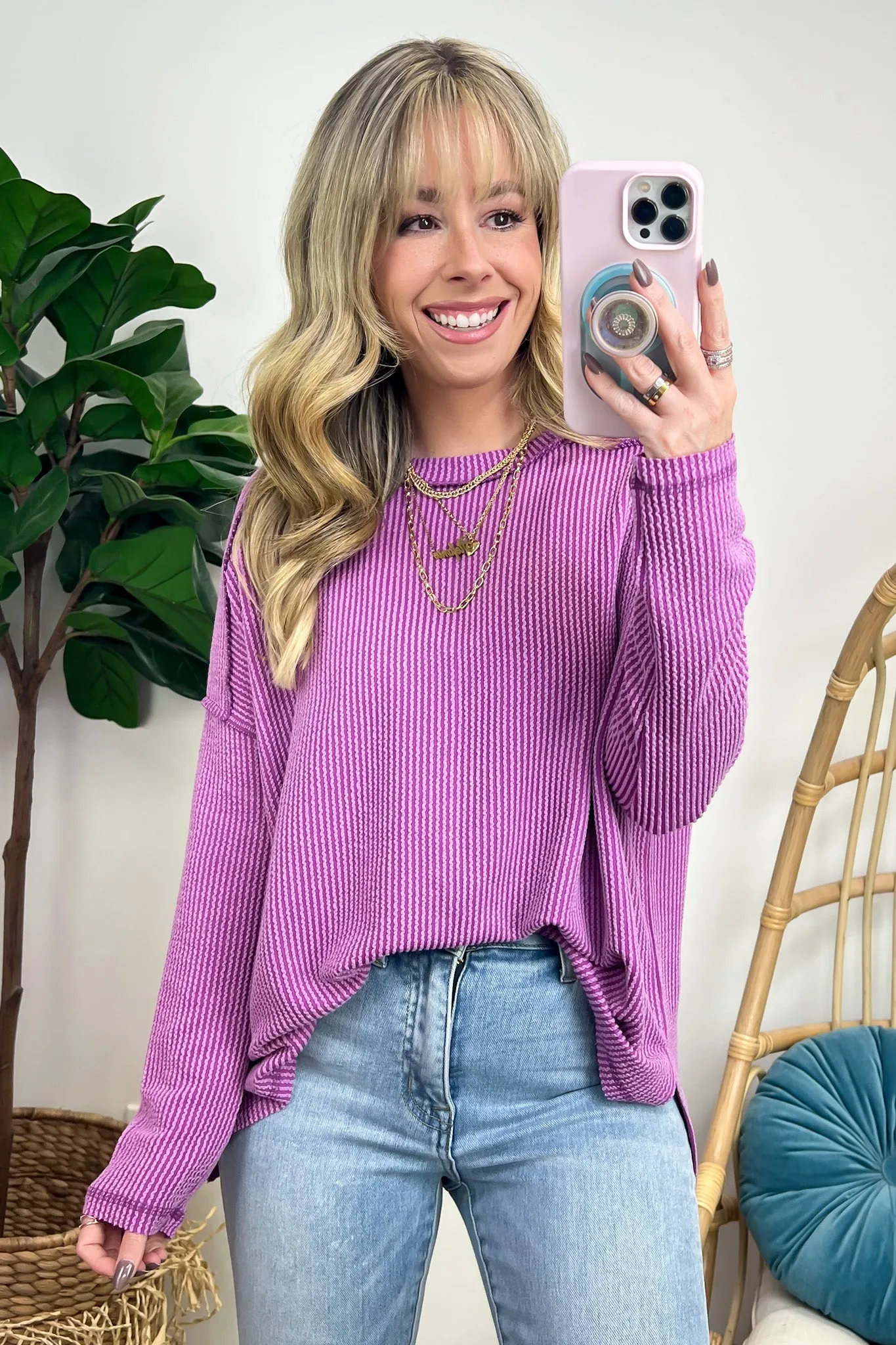 Coy Cutie Textured Raw Edge Boat Neck Top - BACK IN STOCK