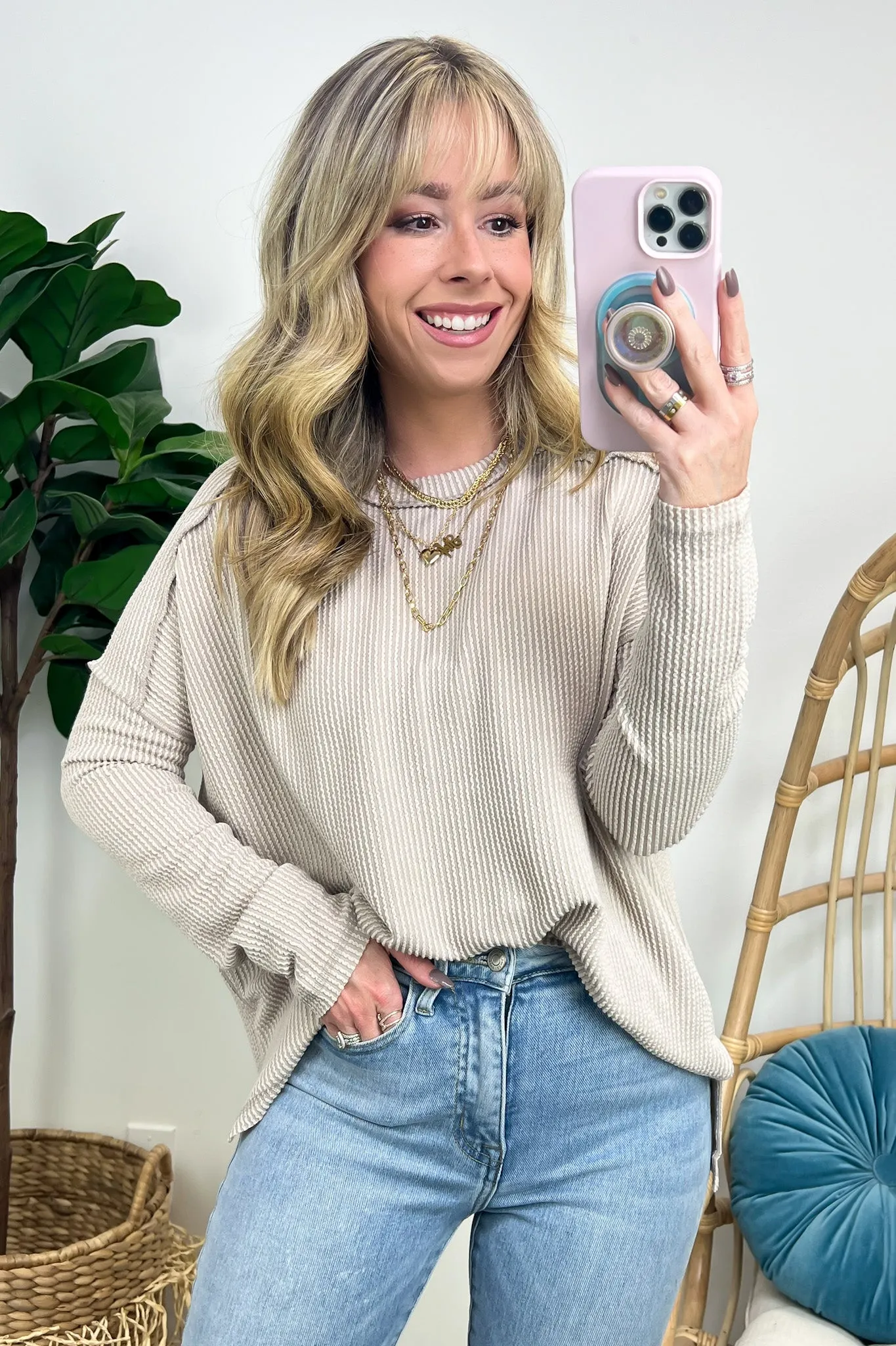 Coy Cutie Textured Raw Edge Boat Neck Top - BACK IN STOCK