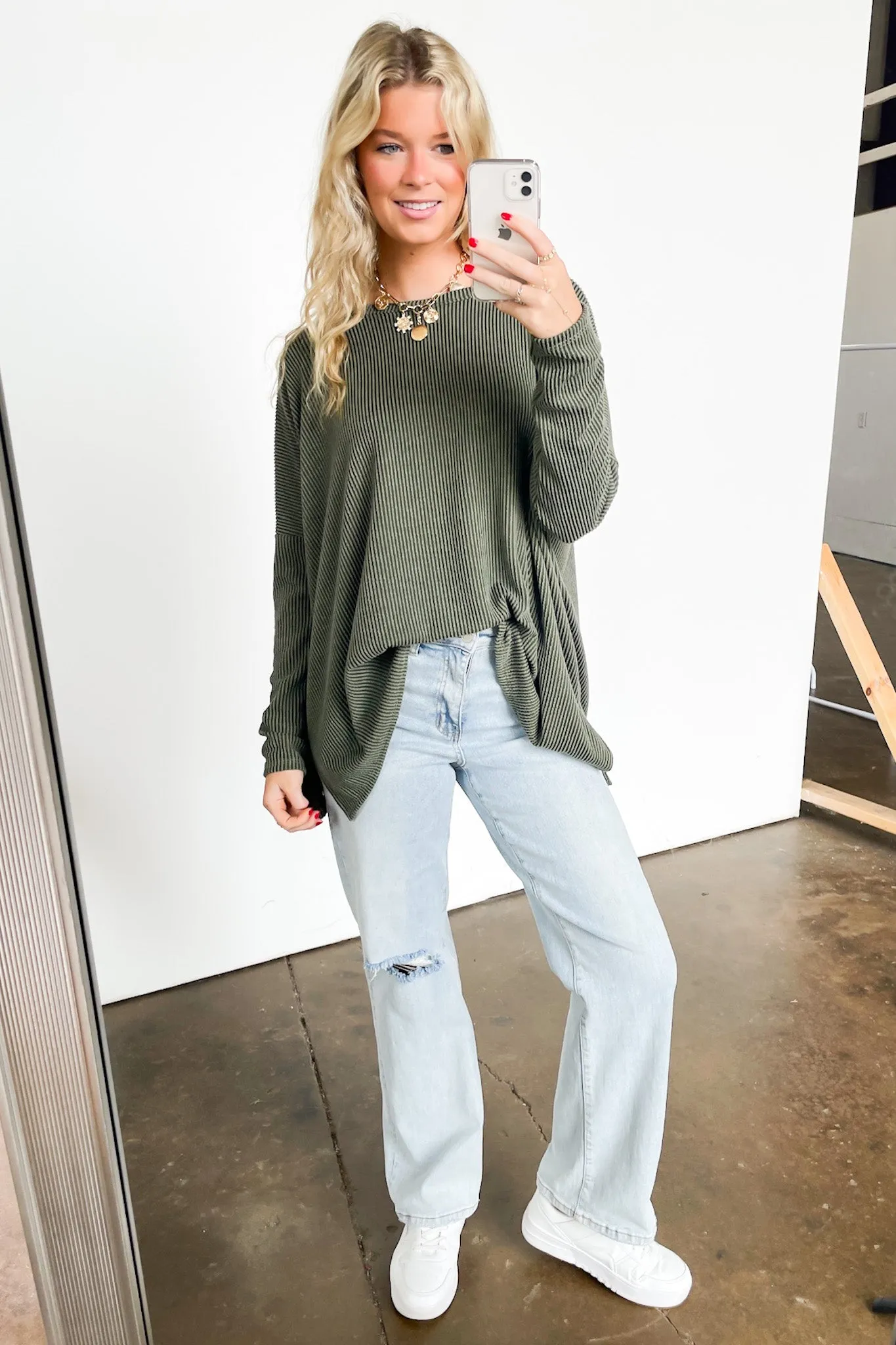 Cozy Bliss Long Sleeve Ribbed Knit Oversized Top - FINAL SALE