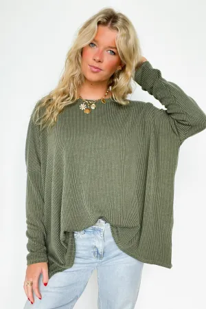 Cozy Bliss Long Sleeve Ribbed Knit Oversized Top - FINAL SALE