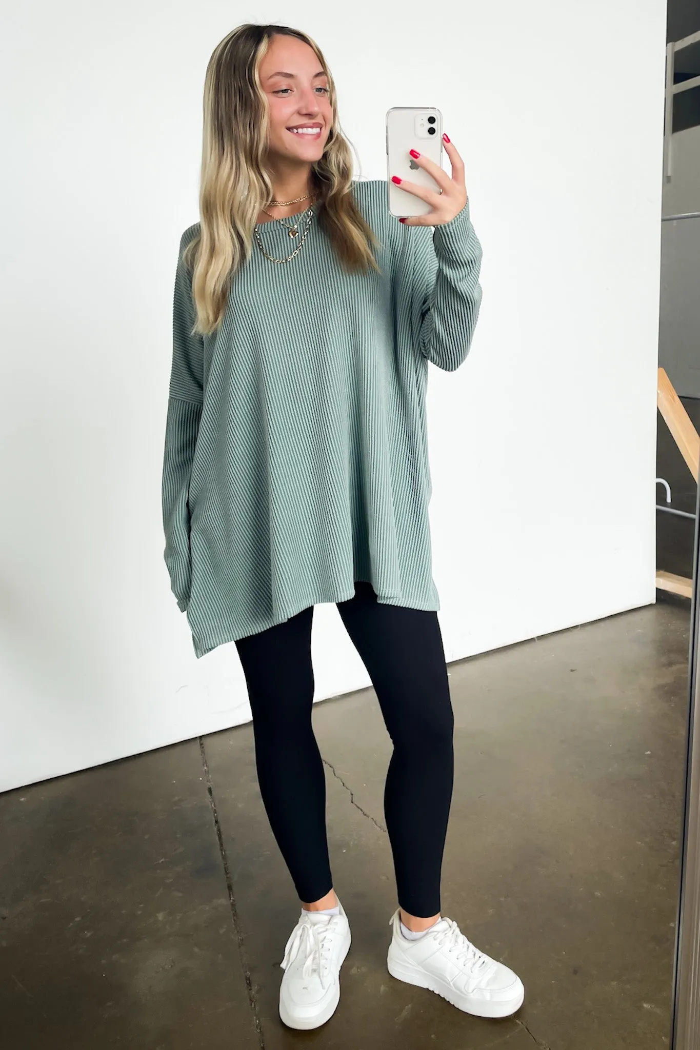 Cozy Bliss Long Sleeve Ribbed Knit Oversized Top - FINAL SALE