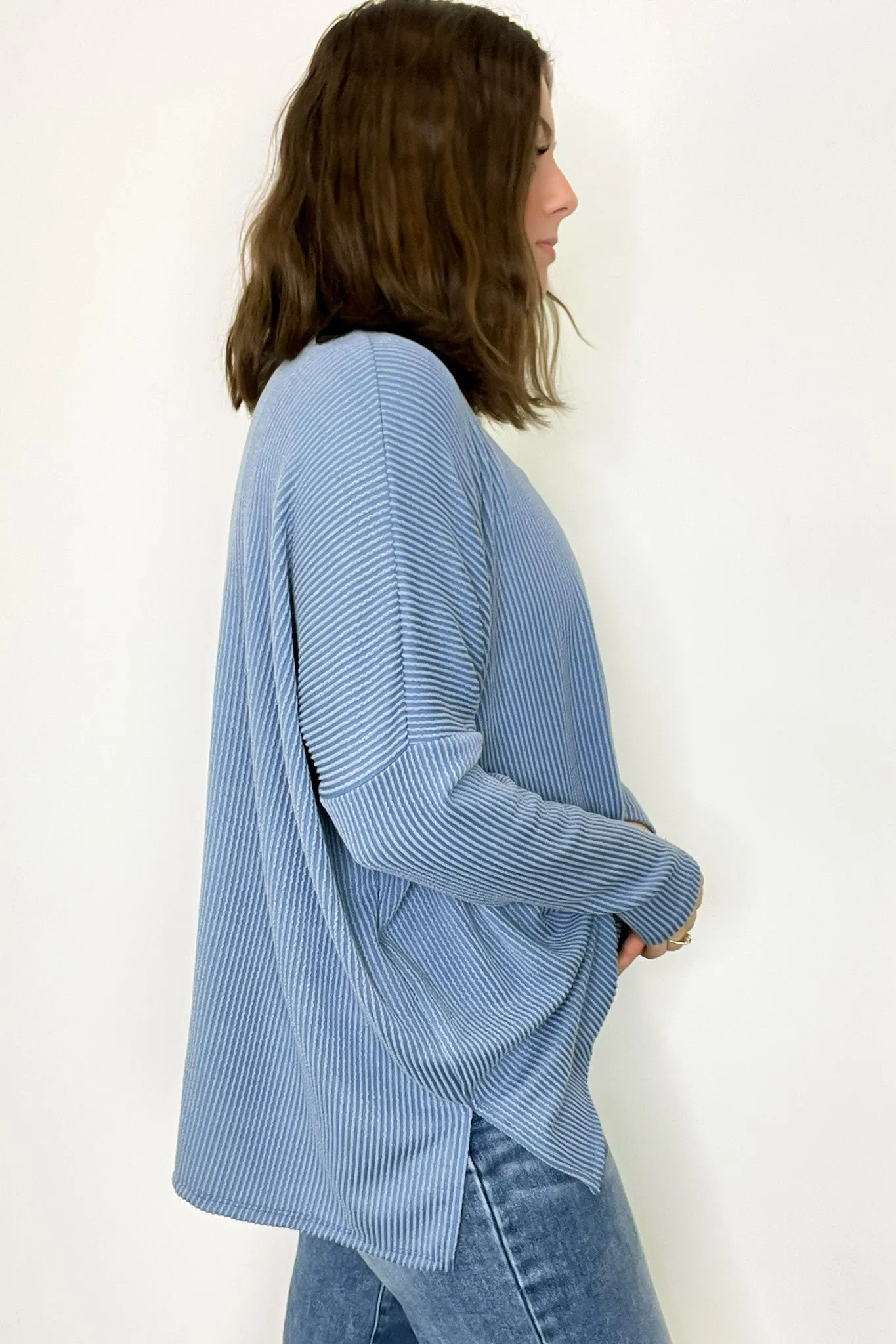 Cozy Bliss Long Sleeve Ribbed Knit Oversized Top - FINAL SALE
