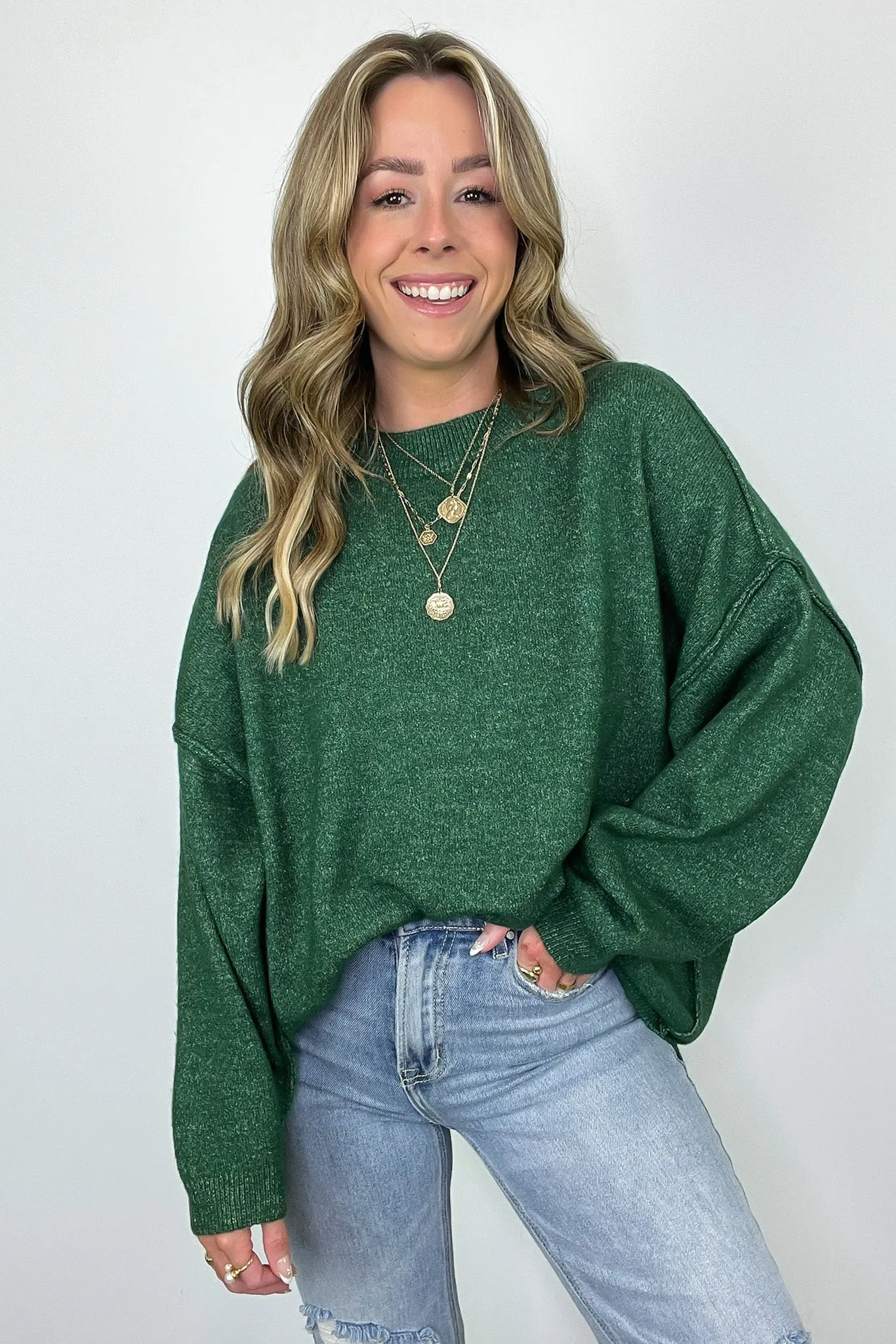 Cozy Midnights Oversized Round Neck Sweater - BACK IN STOCK