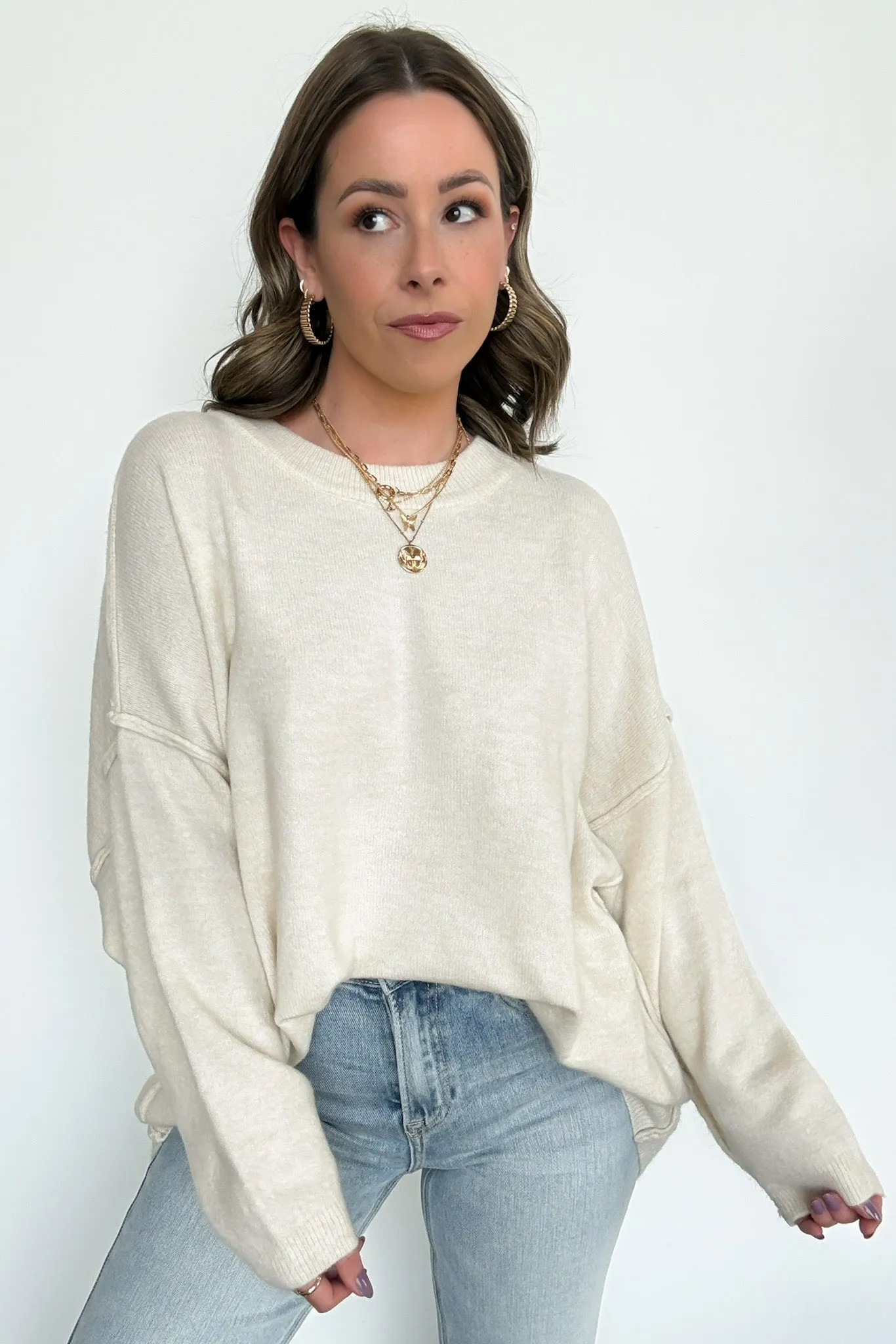 Cozy Midnights Oversized Round Neck Sweater - BACK IN STOCK