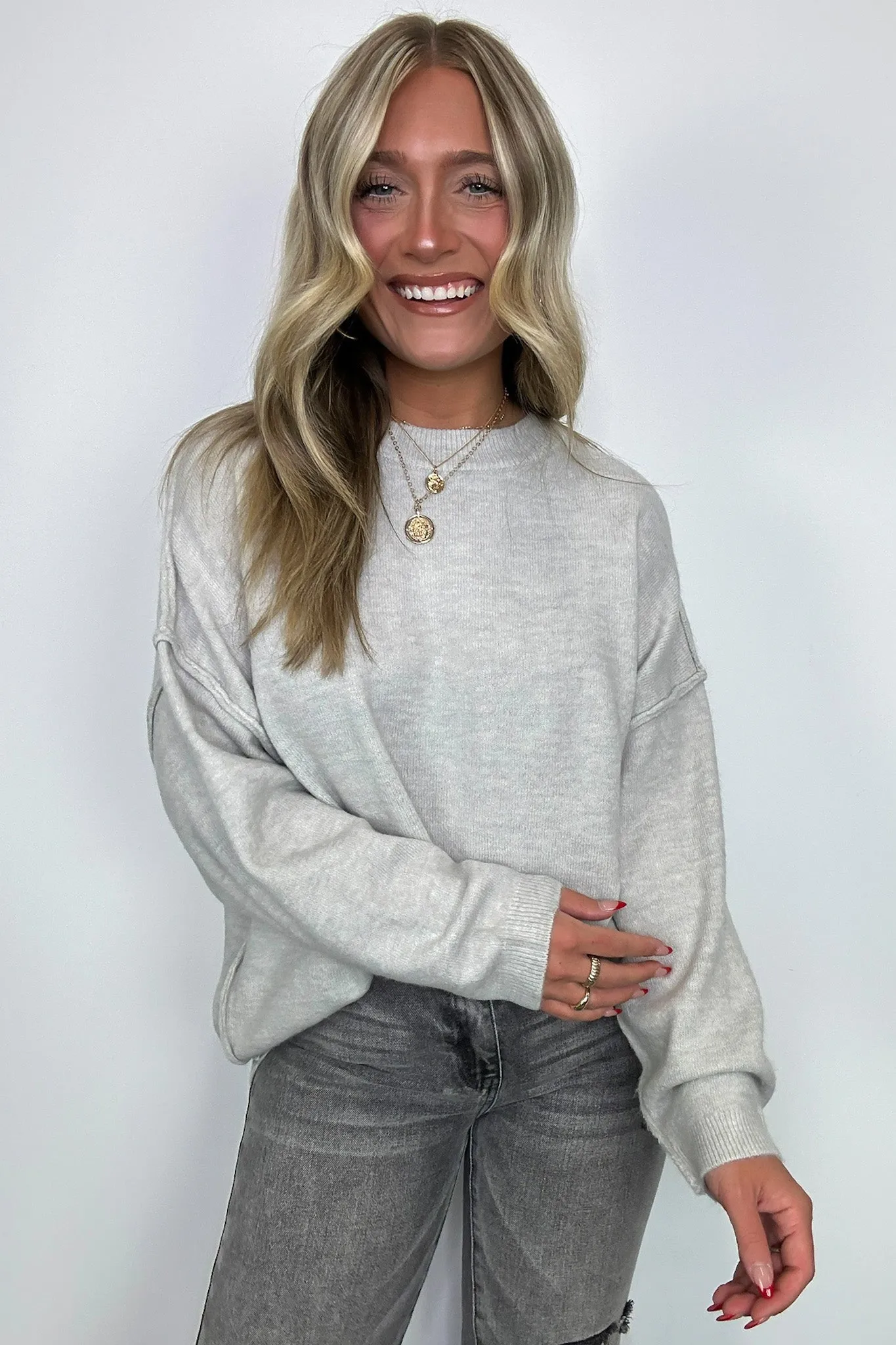 Cozy Midnights Oversized Round Neck Sweater - BACK IN STOCK