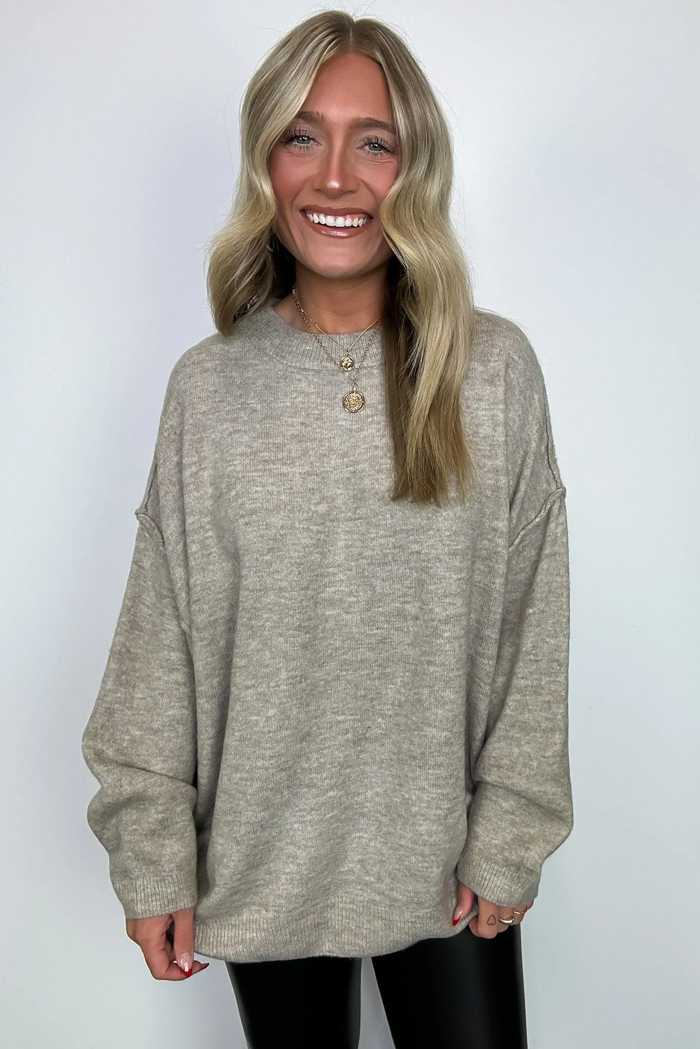 Cozy Midnights Oversized Round Neck Sweater - BACK IN STOCK