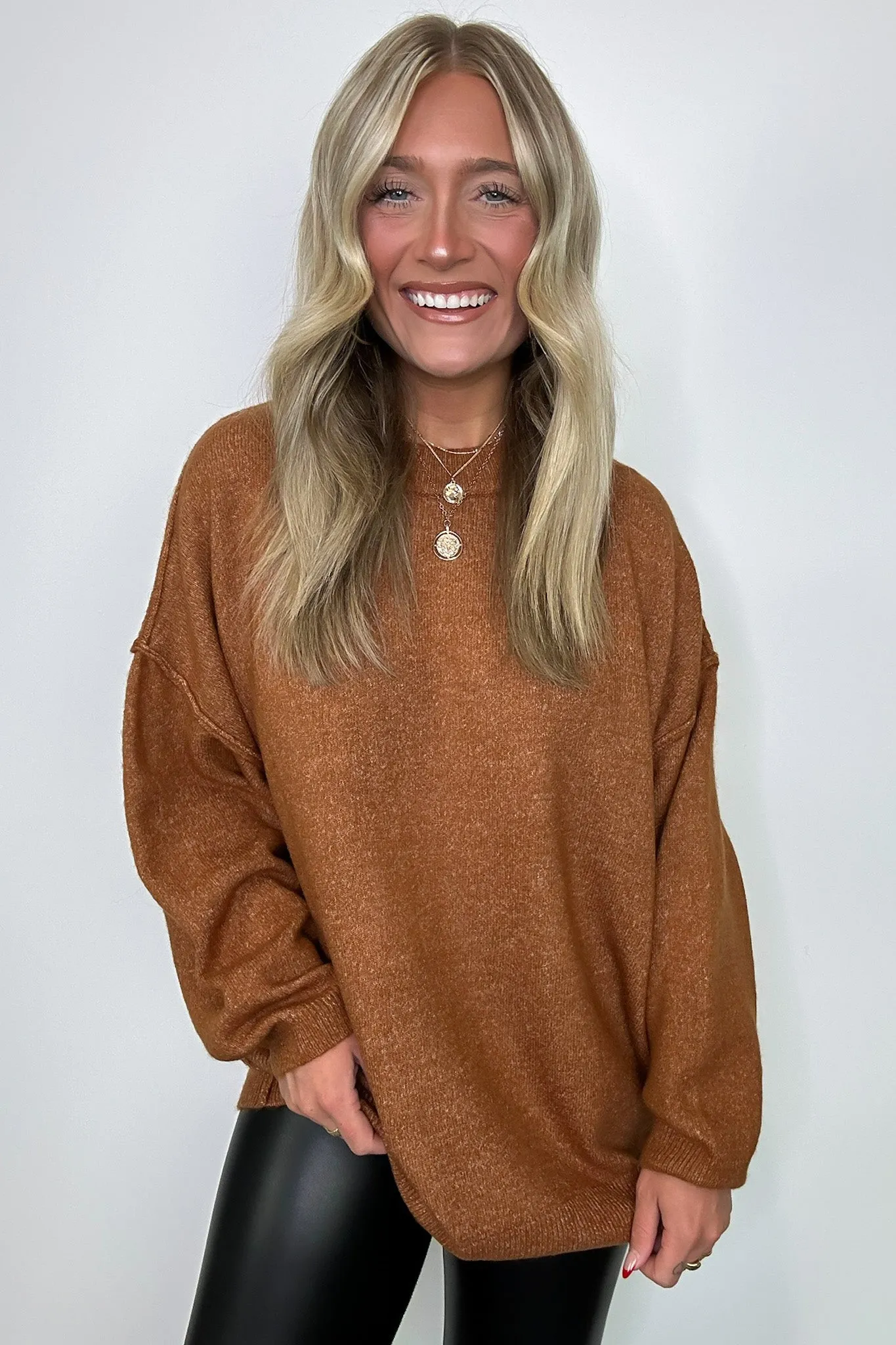 Cozy Midnights Oversized Round Neck Sweater - BACK IN STOCK