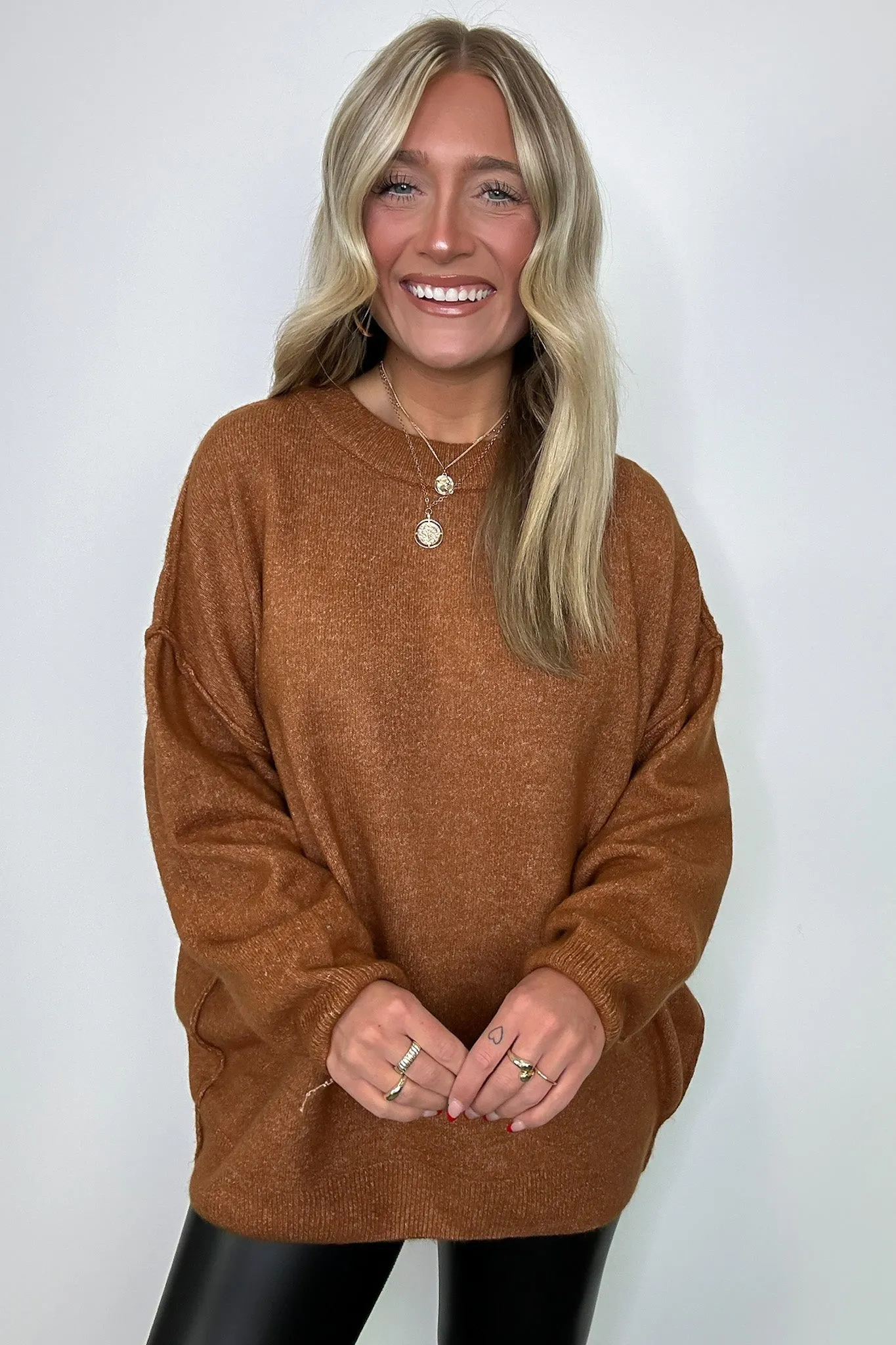 Cozy Midnights Oversized Round Neck Sweater - BACK IN STOCK