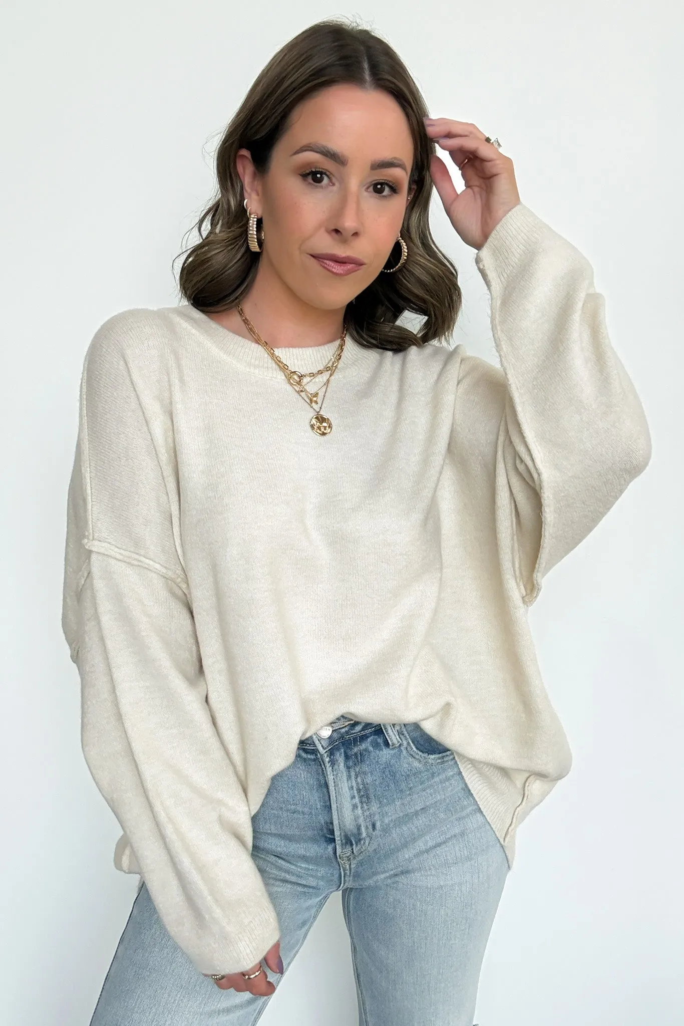 Cozy Midnights Oversized Round Neck Sweater - BACK IN STOCK