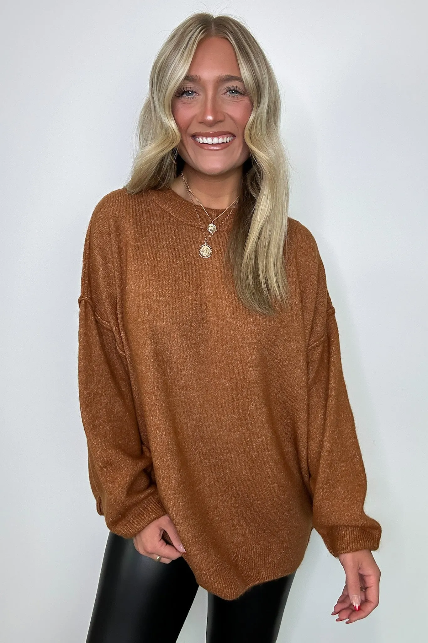Cozy Midnights Oversized Round Neck Sweater - BACK IN STOCK