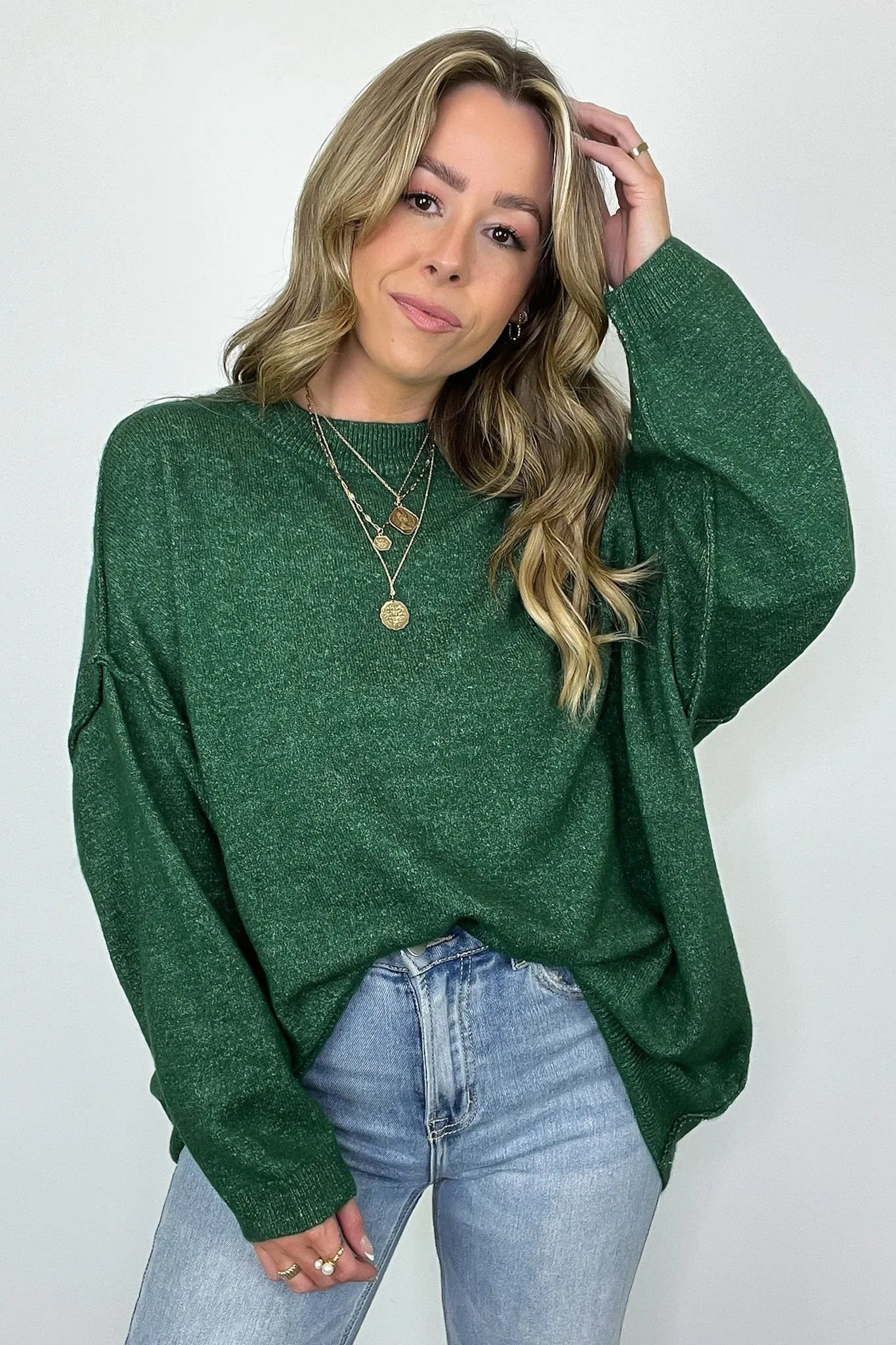 Cozy Midnights Oversized Round Neck Sweater - BACK IN STOCK