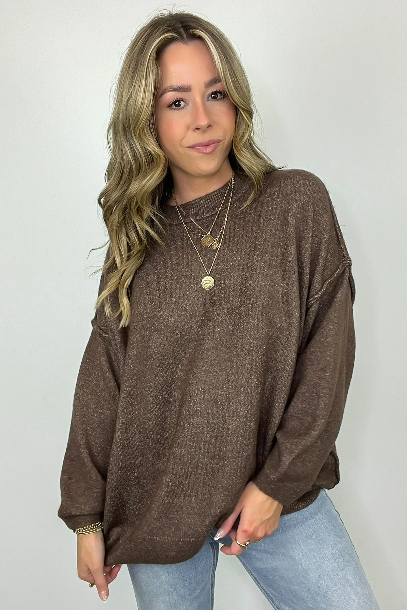 Cozy Midnights Oversized Round Neck Sweater - BACK IN STOCK