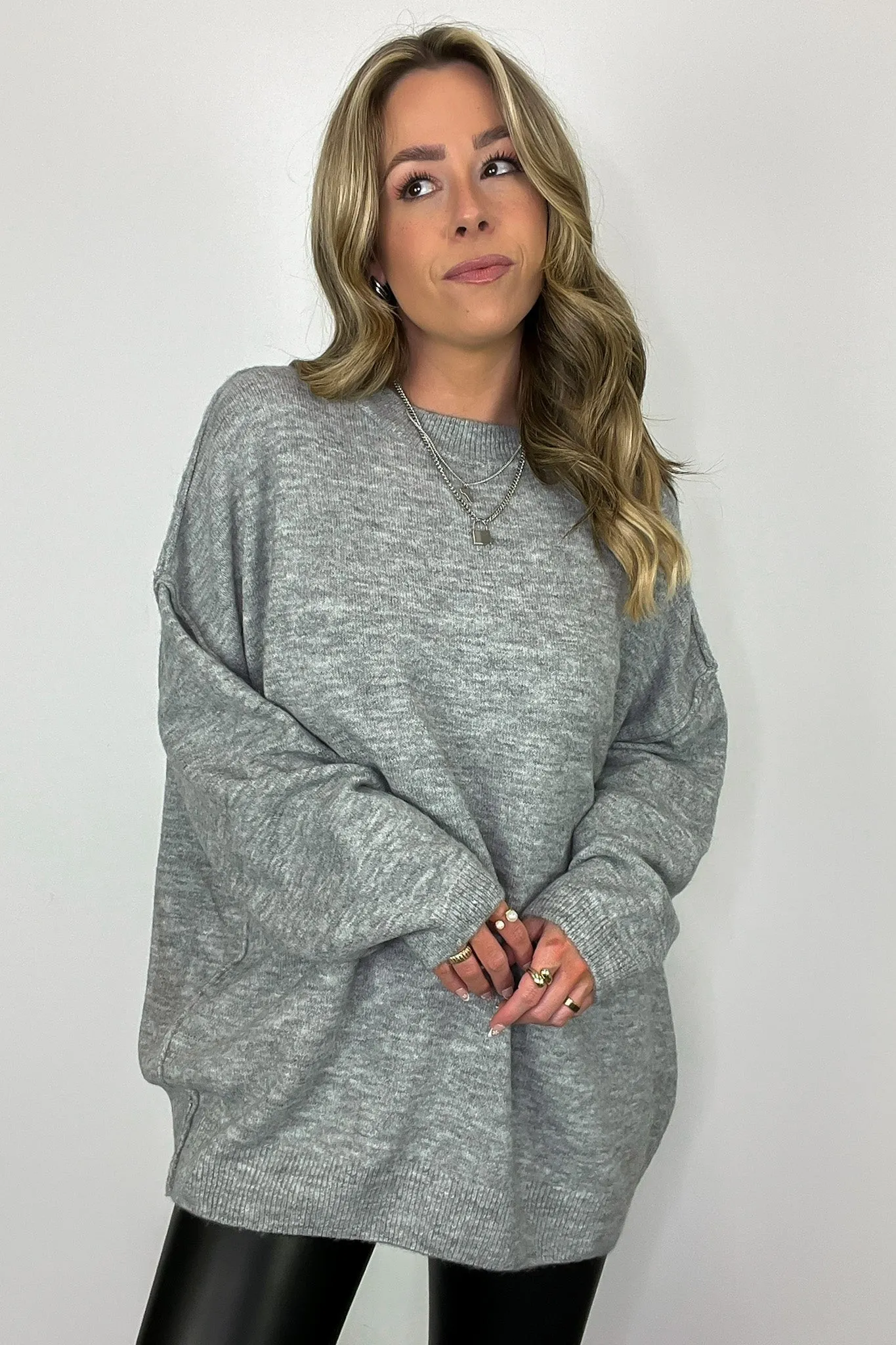 Cozy Midnights Oversized Round Neck Sweater - BACK IN STOCK
