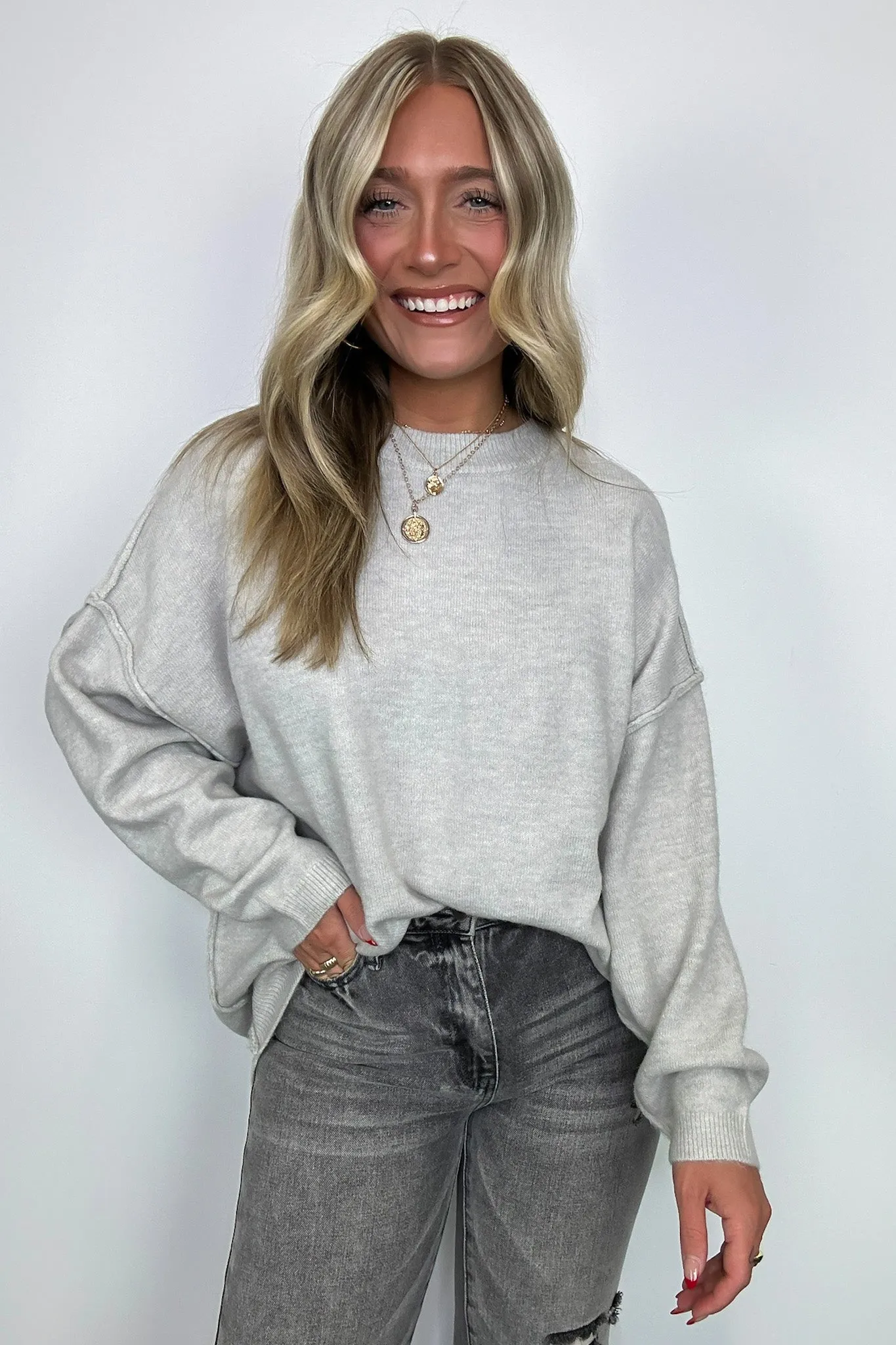 Cozy Midnights Oversized Round Neck Sweater - BACK IN STOCK