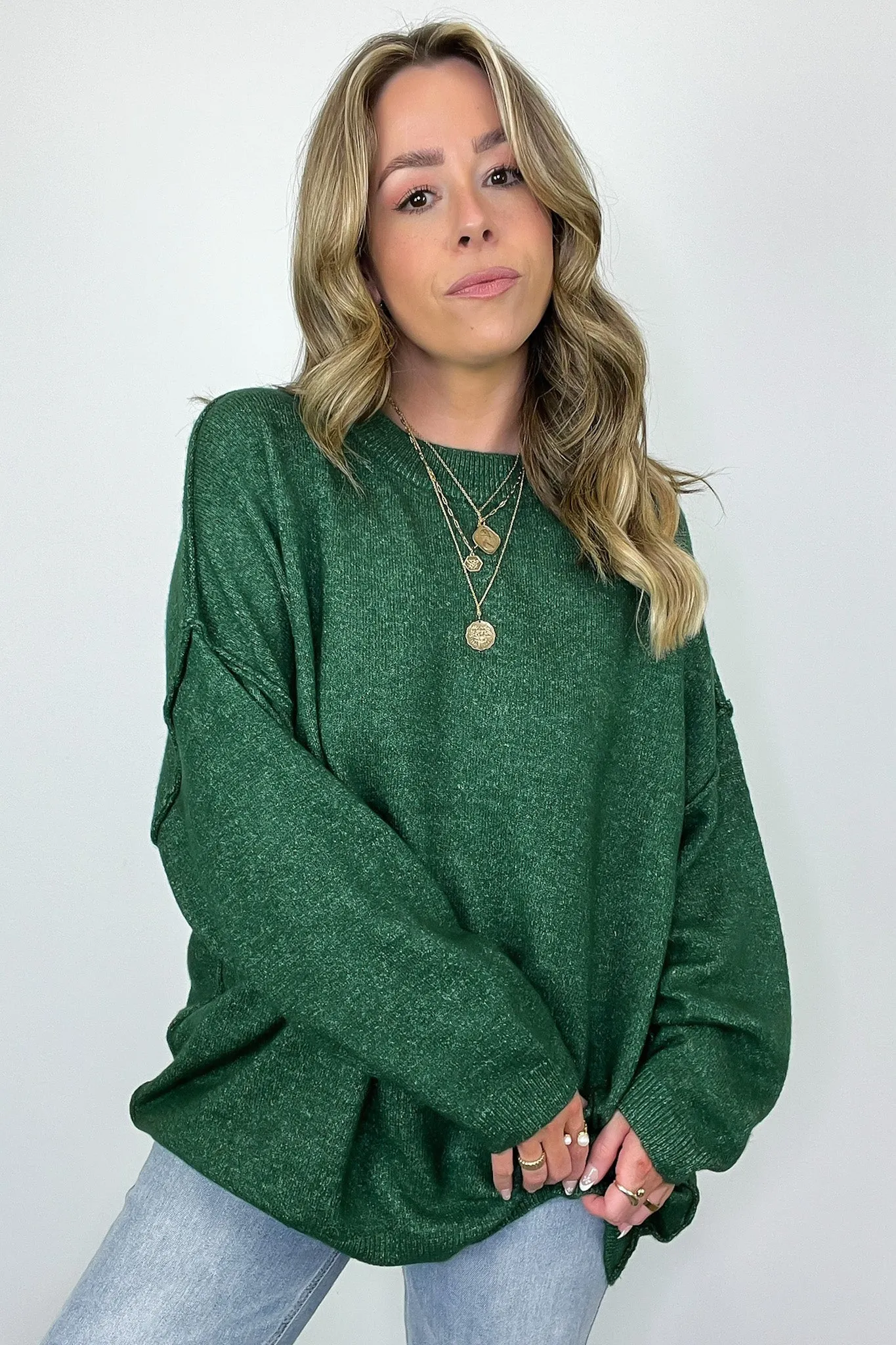 Cozy Midnights Oversized Round Neck Sweater - BACK IN STOCK