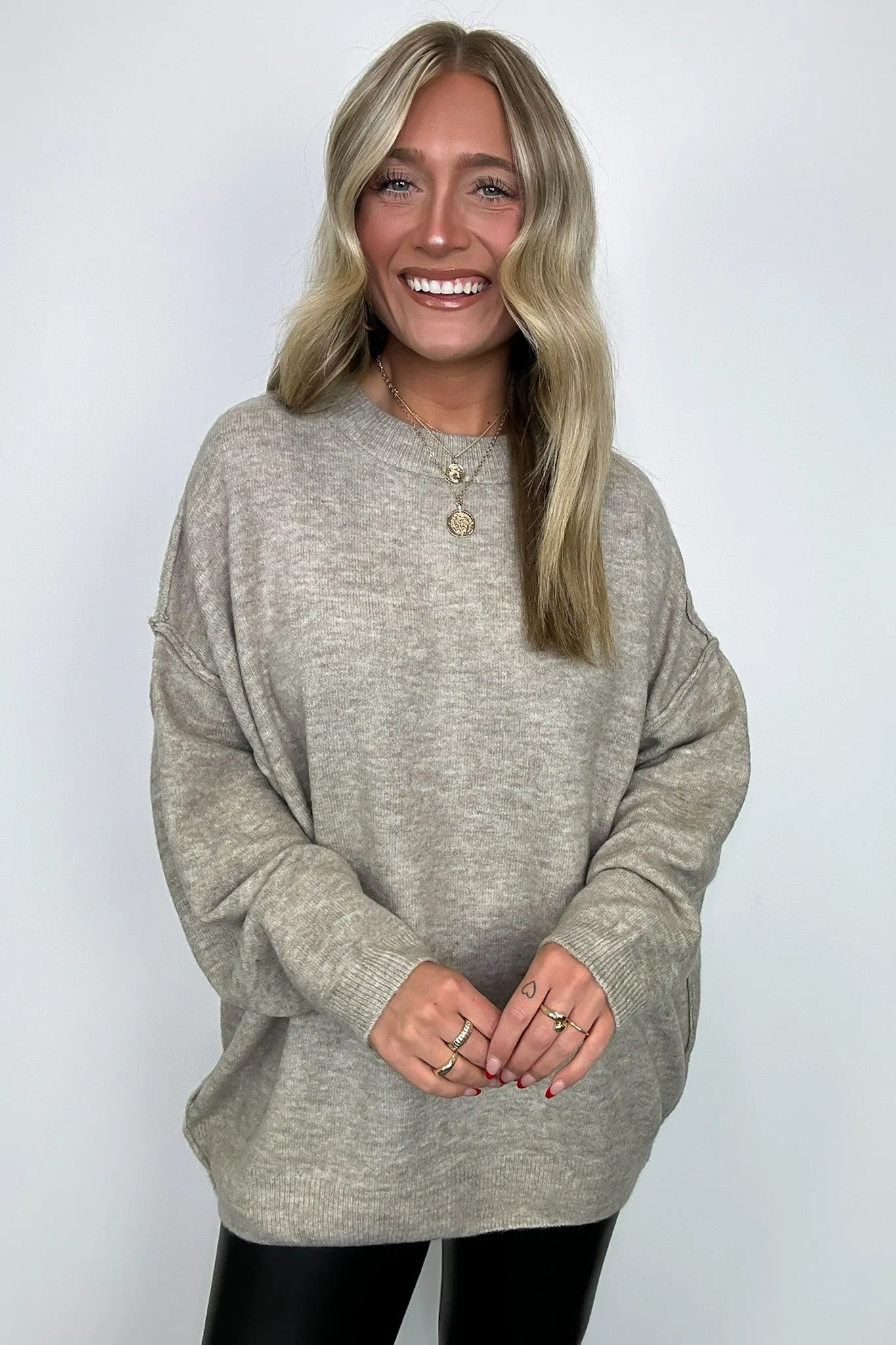 Cozy Midnights Oversized Round Neck Sweater - BACK IN STOCK