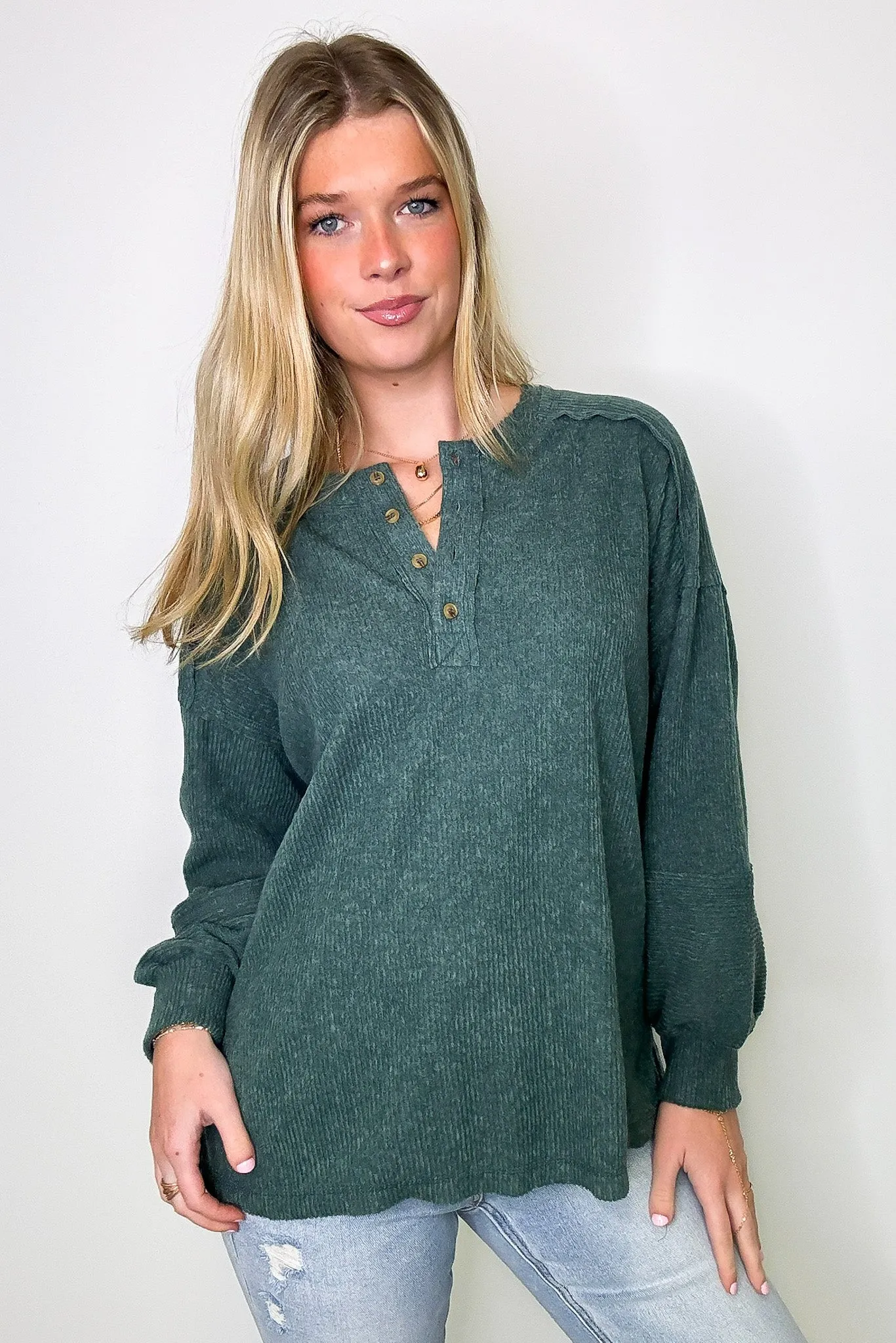 Cozy Outcome Ribbed Henley Top