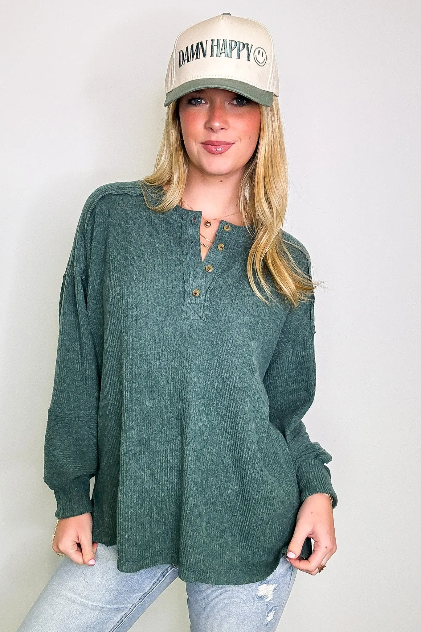 Cozy Outcome Ribbed Henley Top