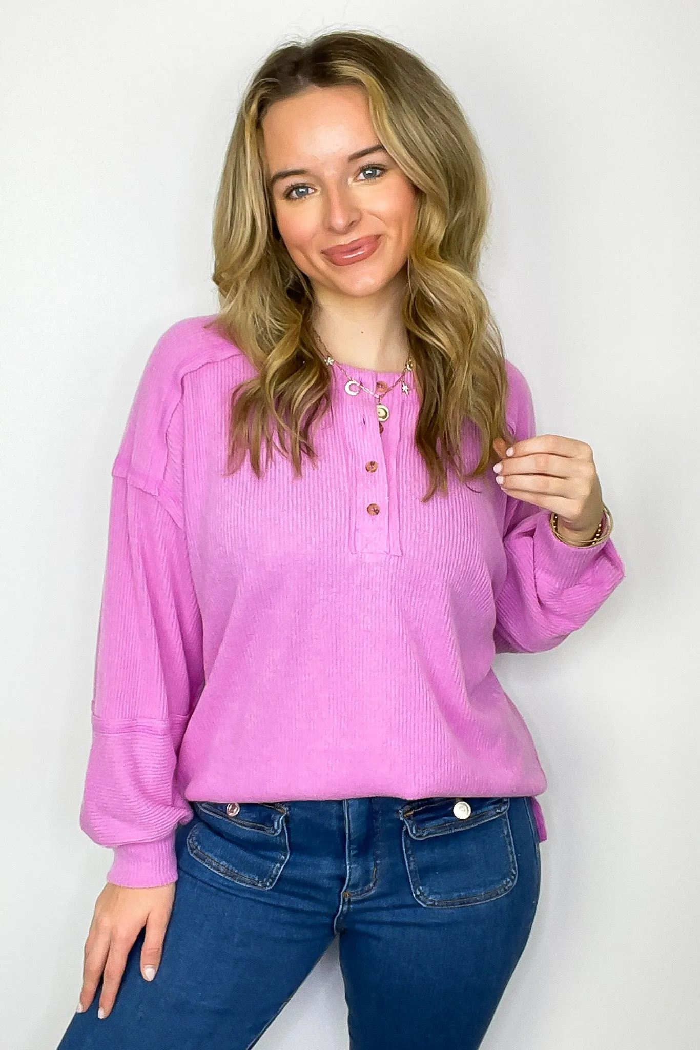 Cozy Outcome Ribbed Henley Top