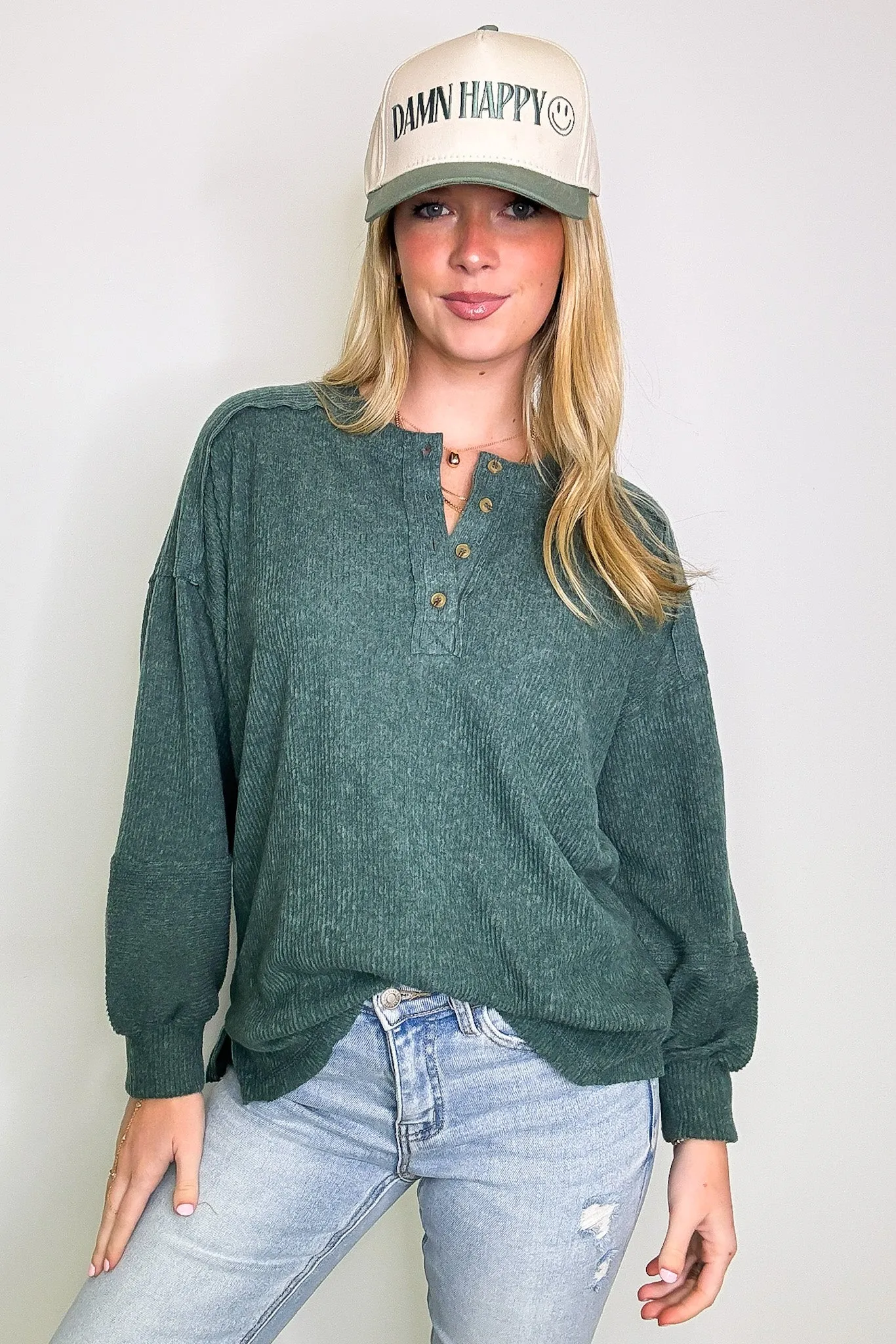 Cozy Outcome Ribbed Henley Top