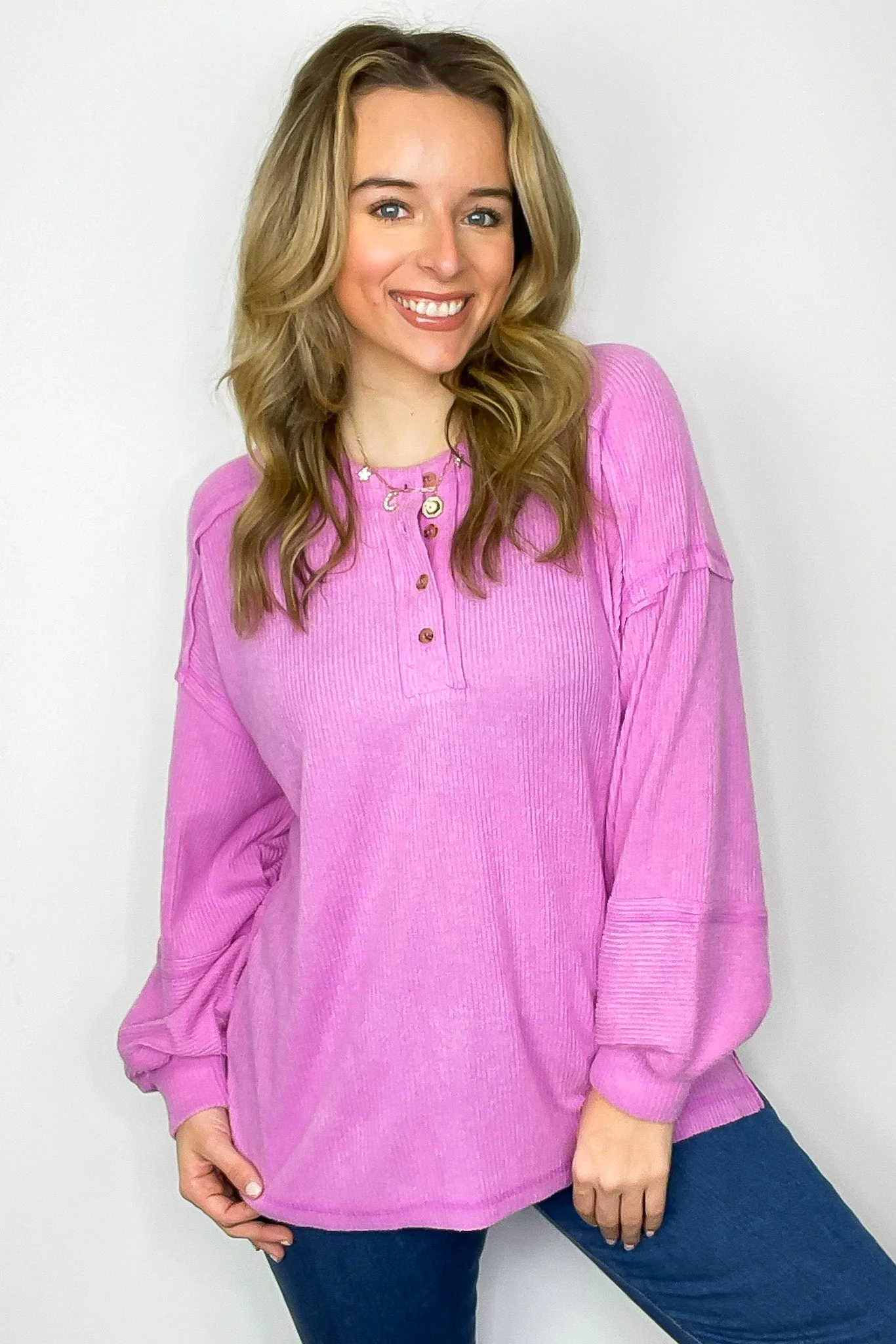 Cozy Outcome Ribbed Henley Top