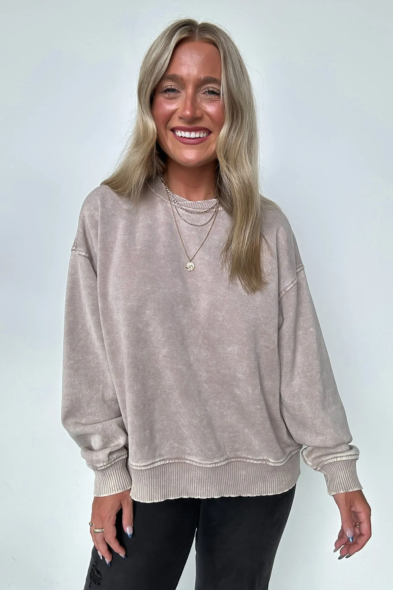 Cozy Vibes Acid Wash Oversized Pullover - BACK IN STOCK