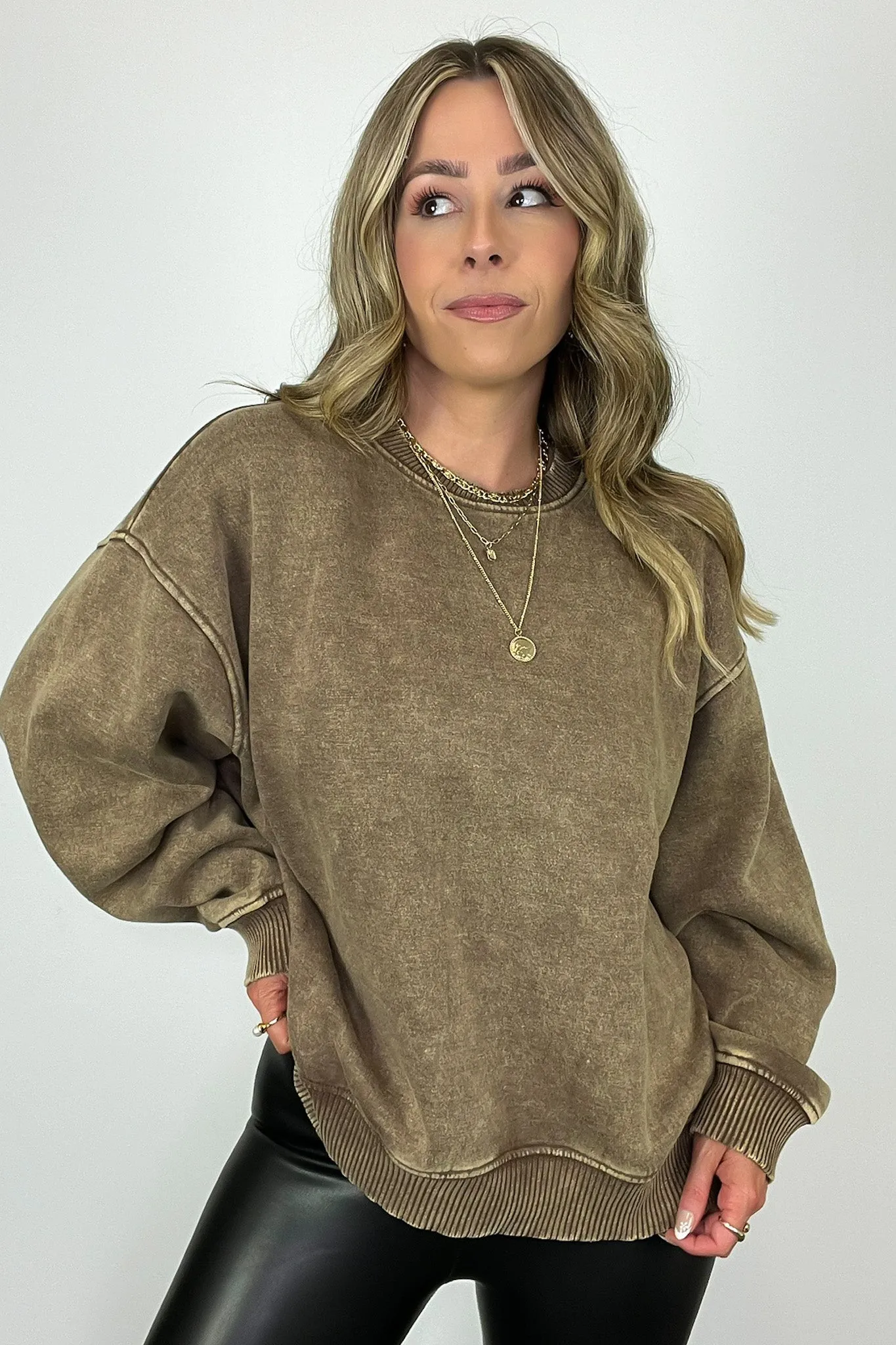 Cozy Vibes Acid Wash Oversized Pullover - BACK IN STOCK
