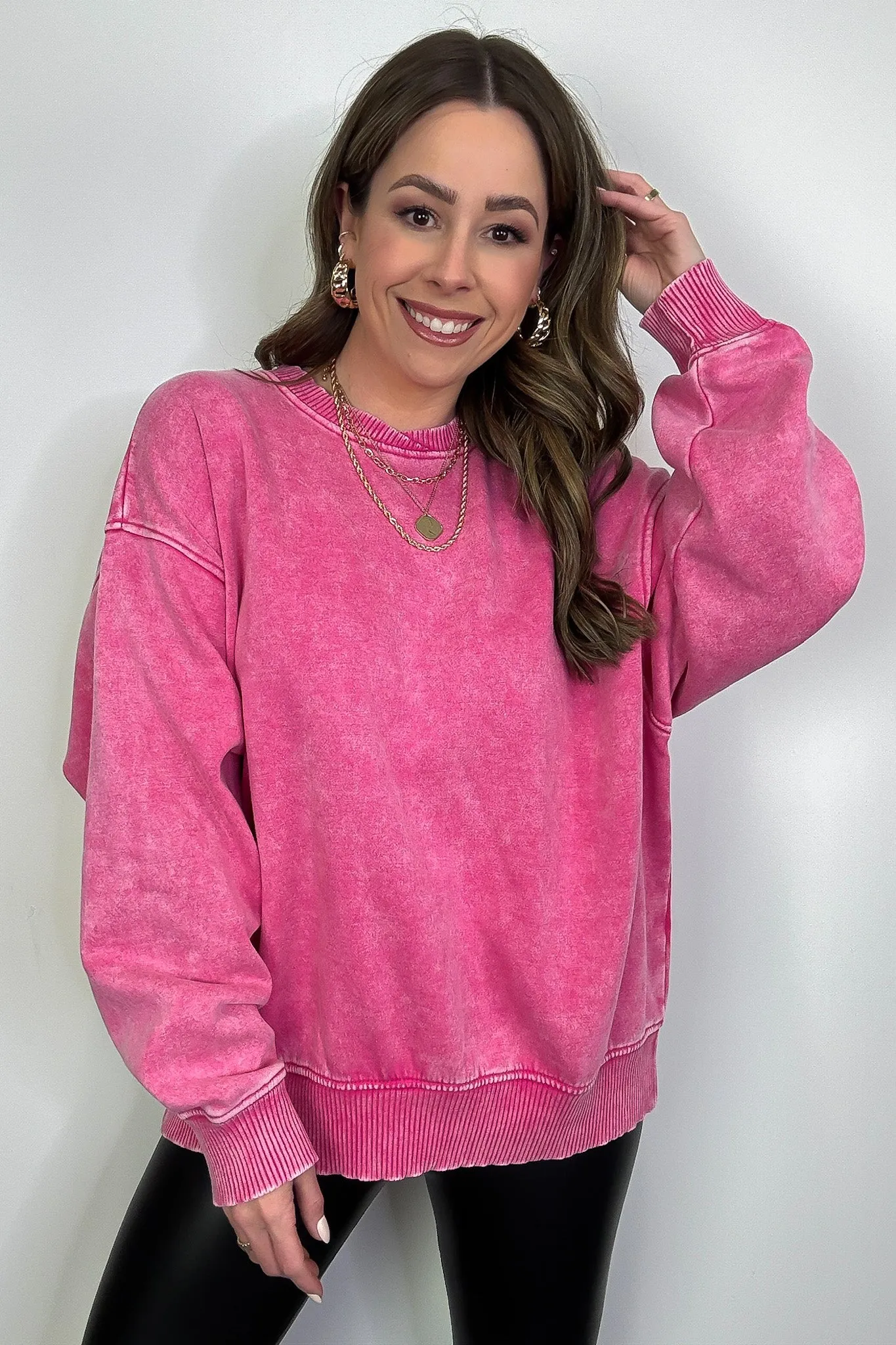 Cozy Vibes Acid Wash Oversized Pullover - BACK IN STOCK
