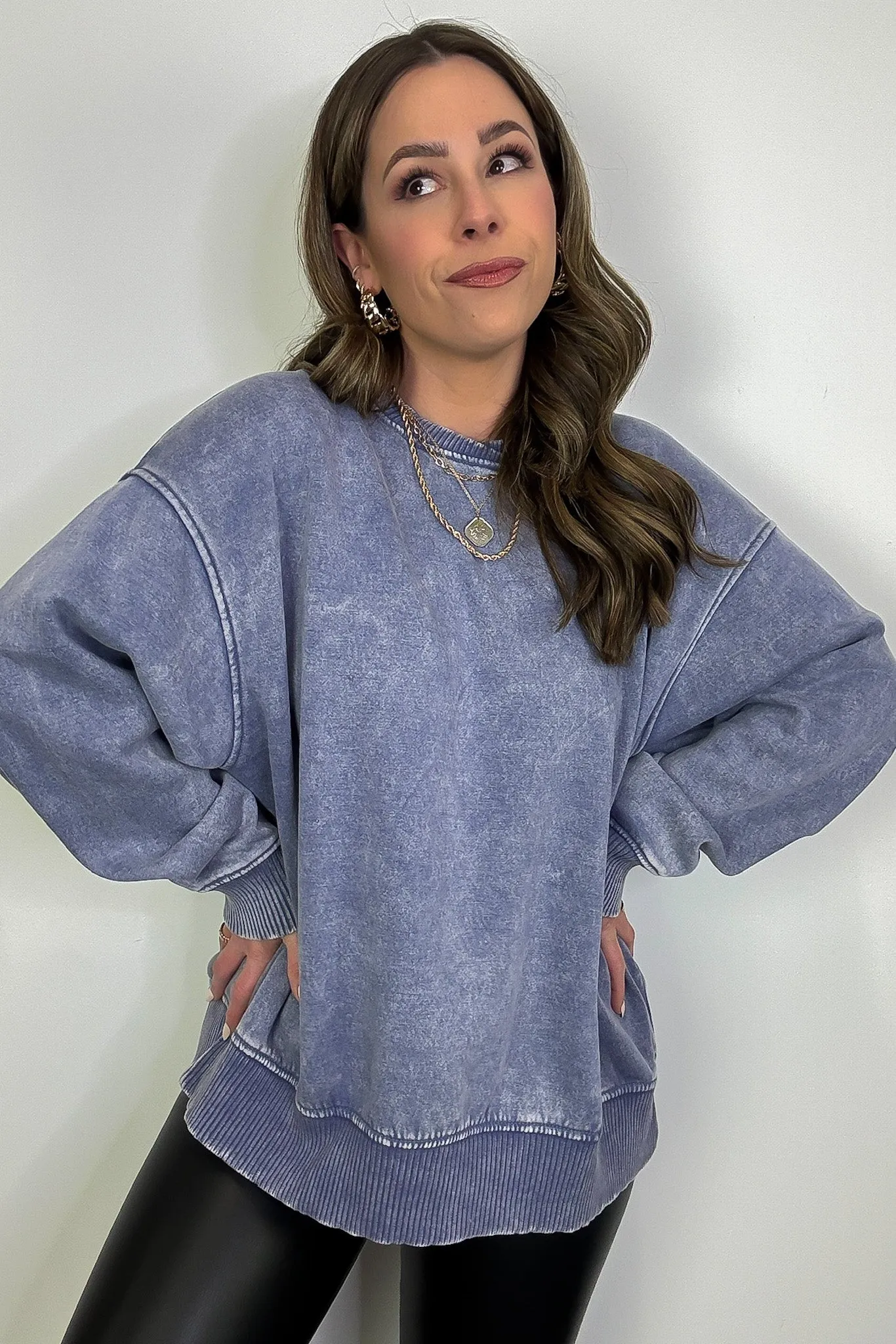 Cozy Vibes Acid Wash Oversized Pullover - BACK IN STOCK