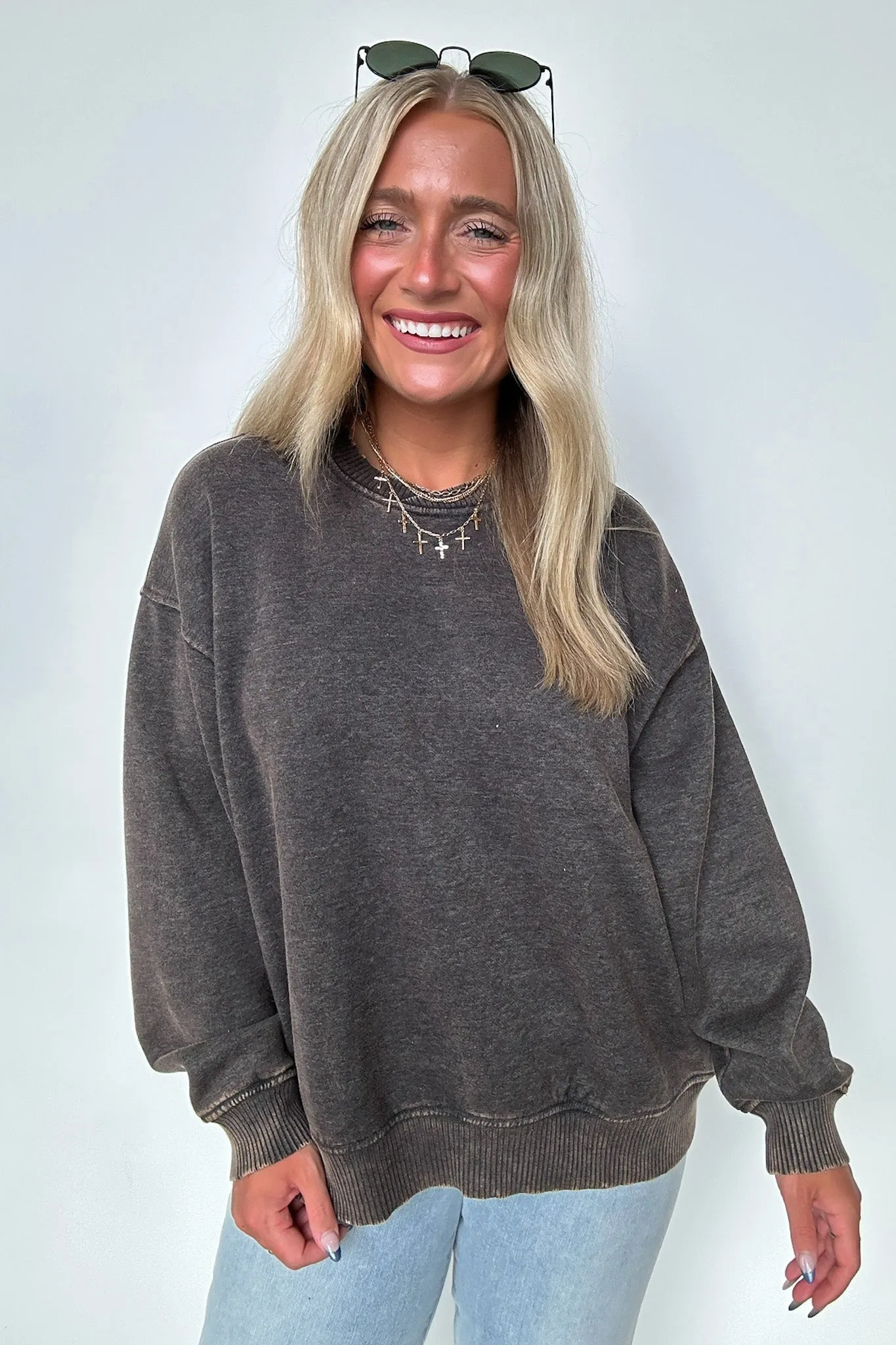 Cozy Vibes Acid Wash Oversized Pullover - BACK IN STOCK