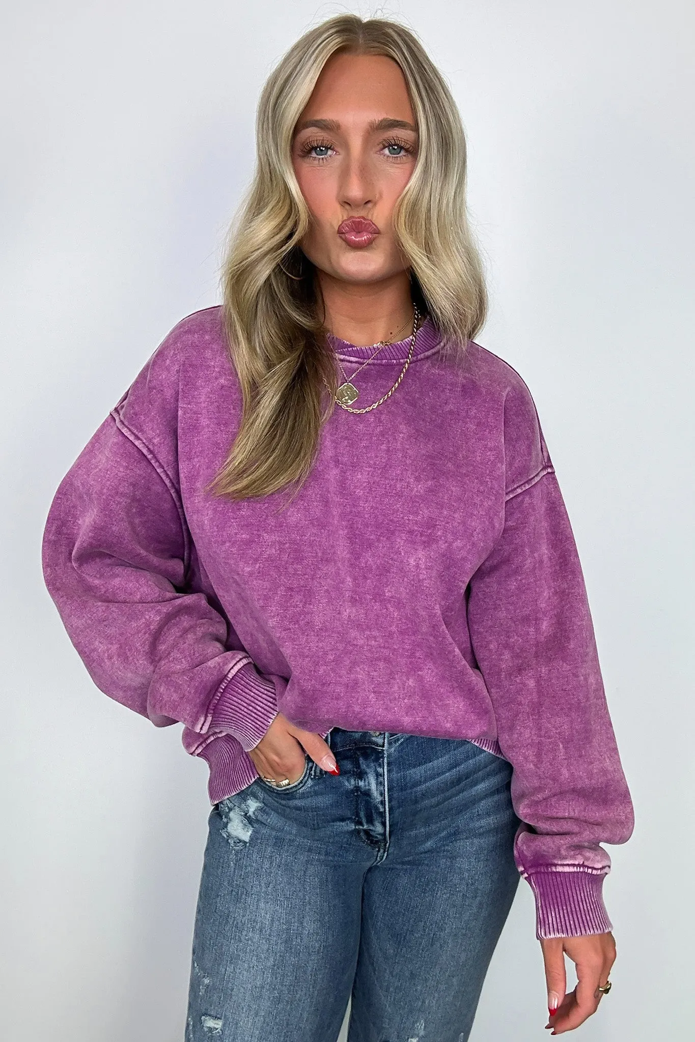 Cozy Vibes Acid Wash Oversized Pullover - BACK IN STOCK