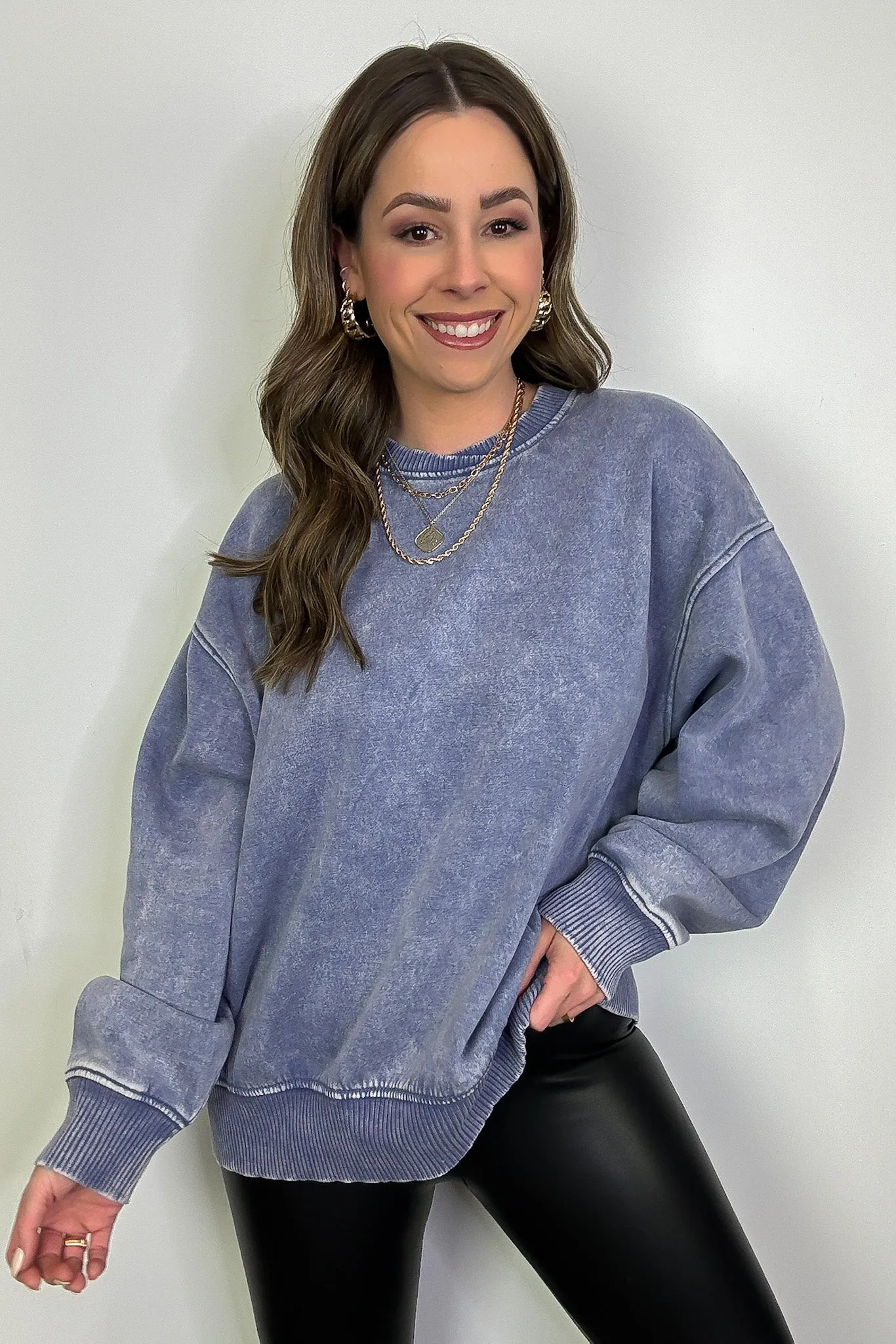 Cozy Vibes Acid Wash Oversized Pullover - BACK IN STOCK