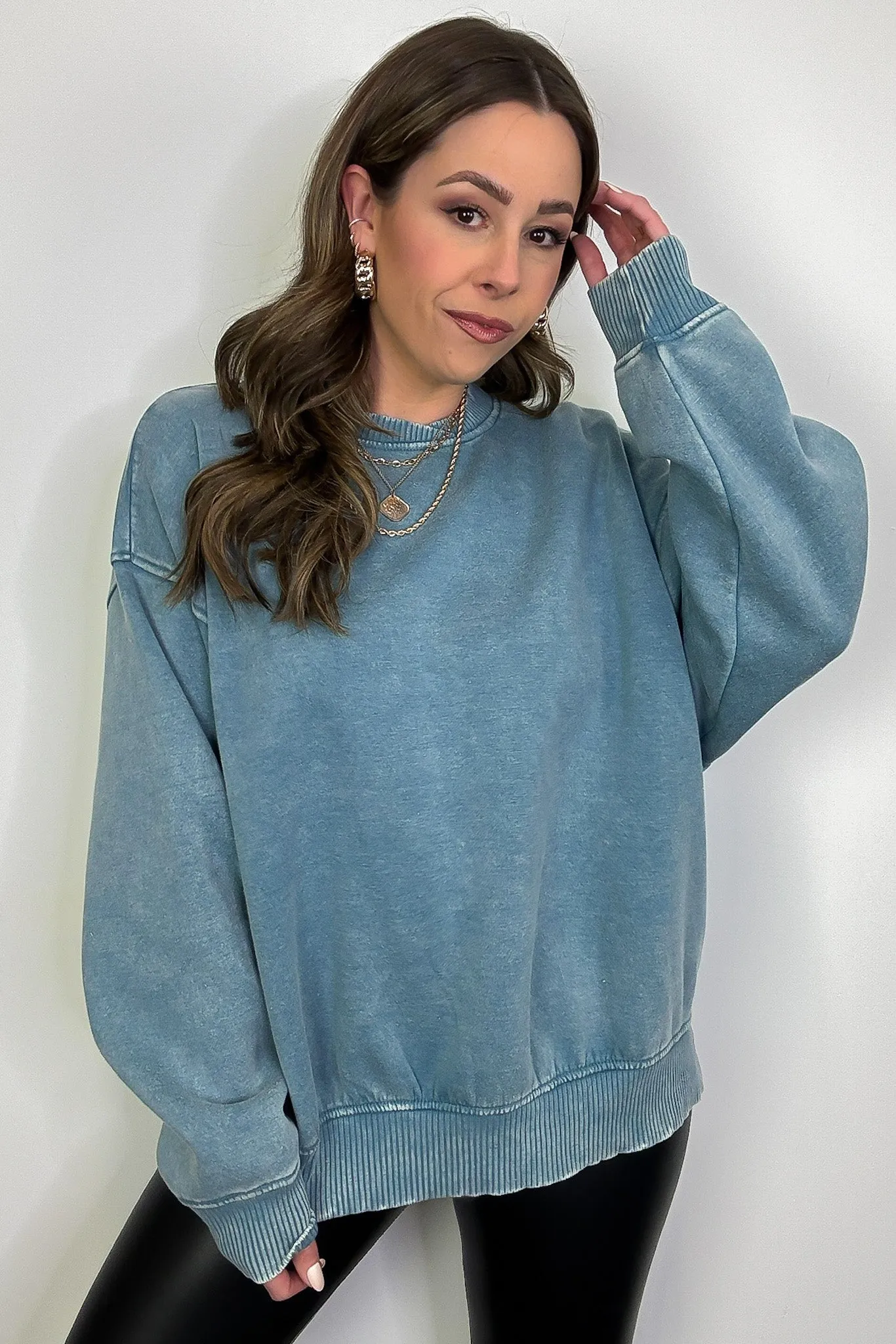 Cozy Vibes Acid Wash Oversized Pullover - BACK IN STOCK