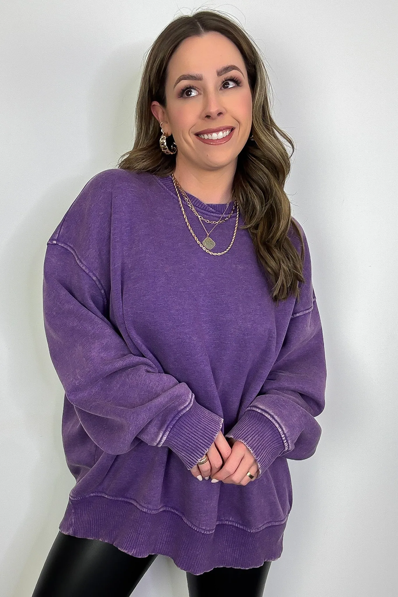 Cozy Vibes Acid Wash Oversized Pullover - BACK IN STOCK