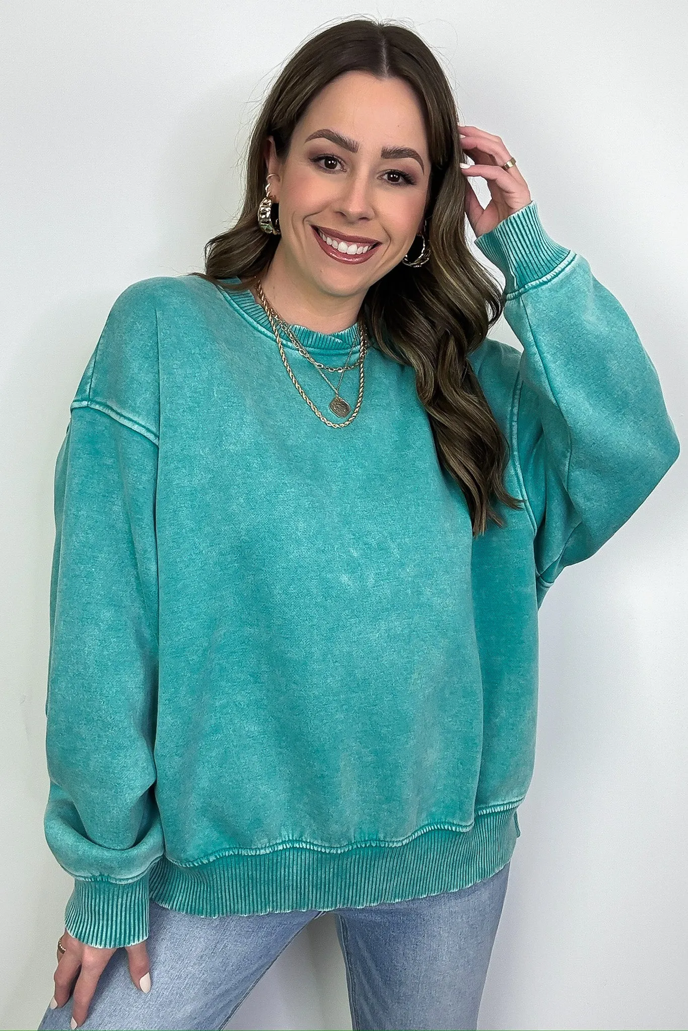 Cozy Vibes Acid Wash Oversized Pullover - BACK IN STOCK