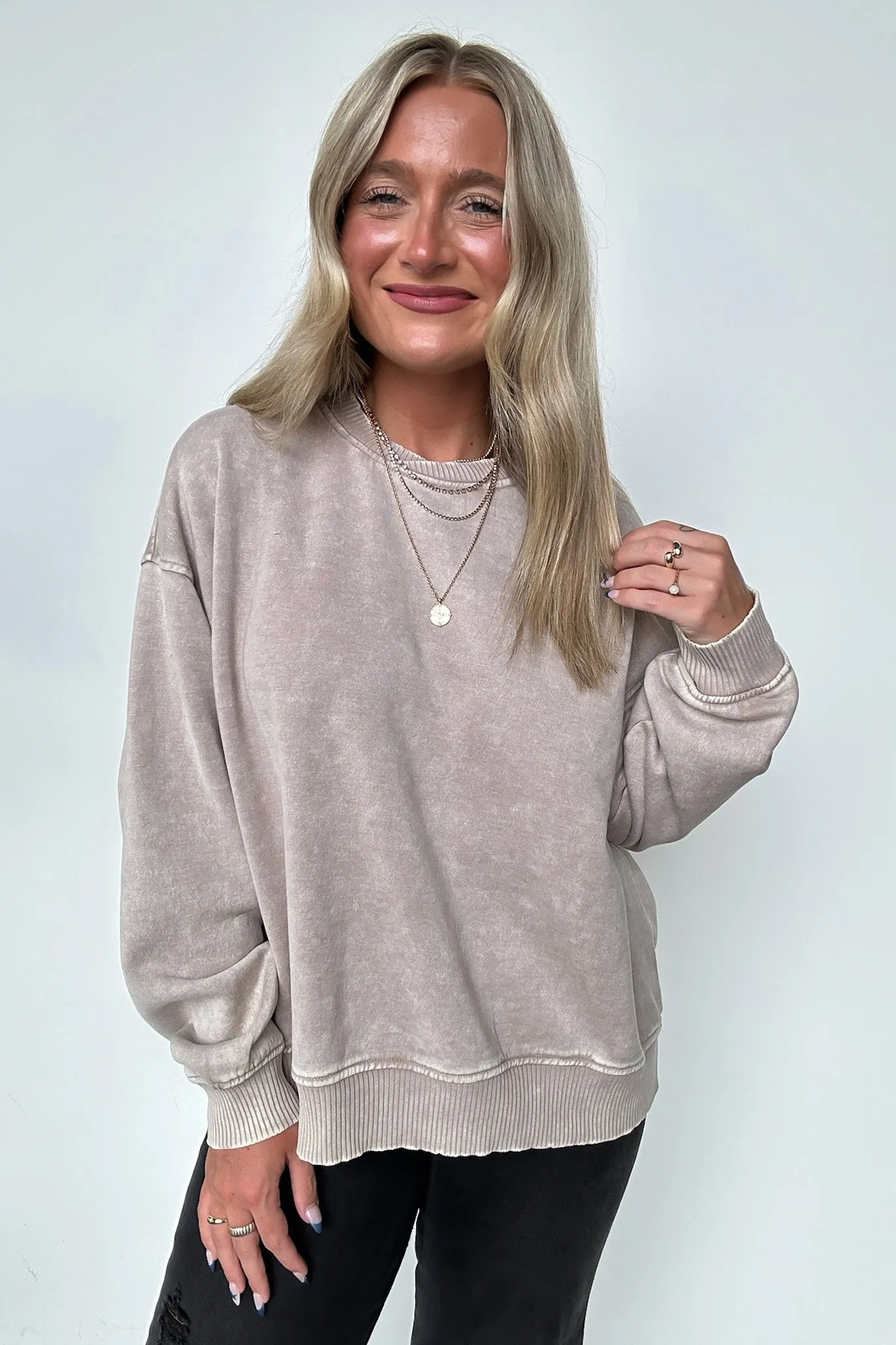 Cozy Vibes Acid Wash Oversized Pullover - BACK IN STOCK