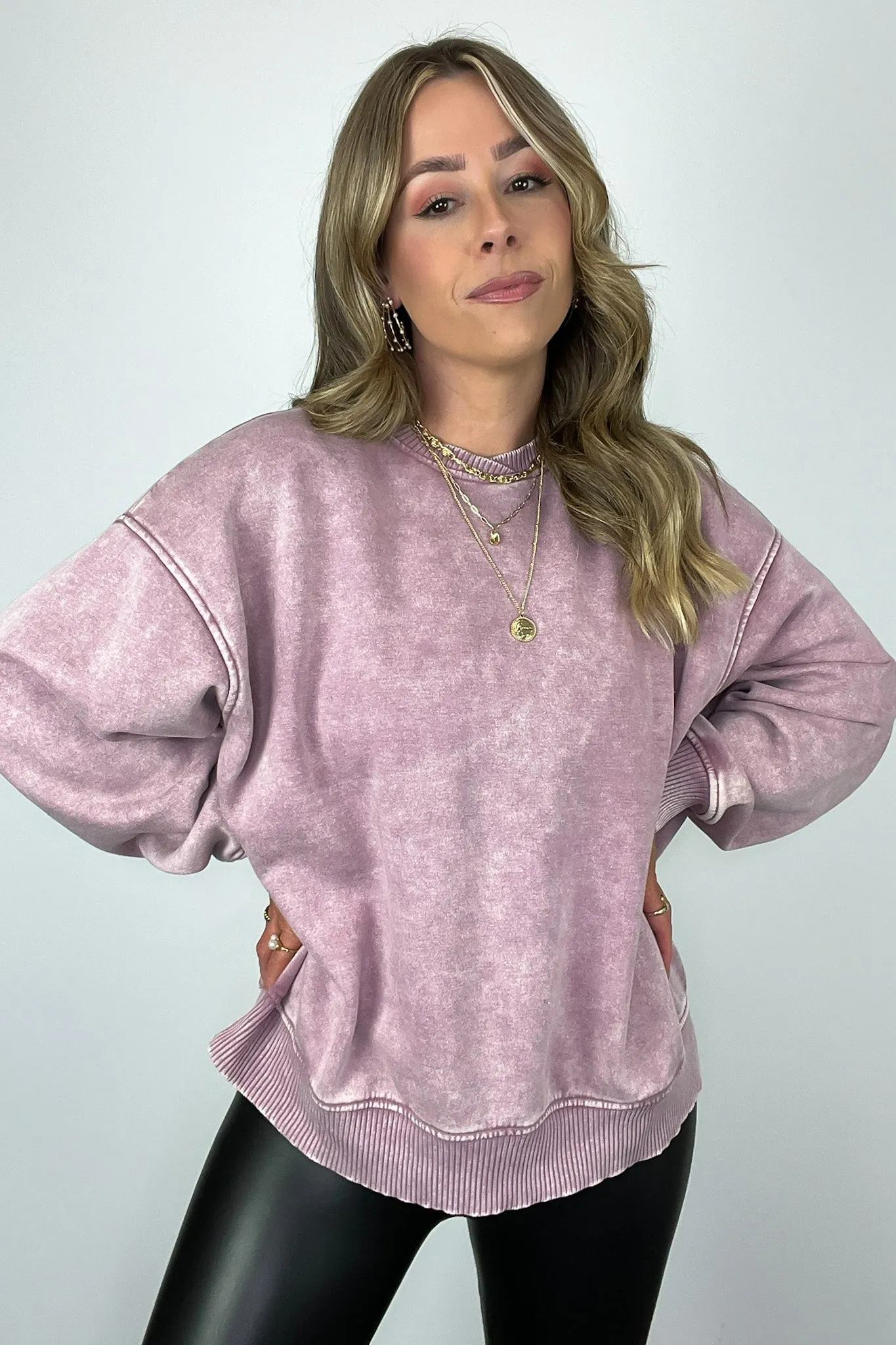 Cozy Vibes Acid Wash Oversized Pullover - BACK IN STOCK