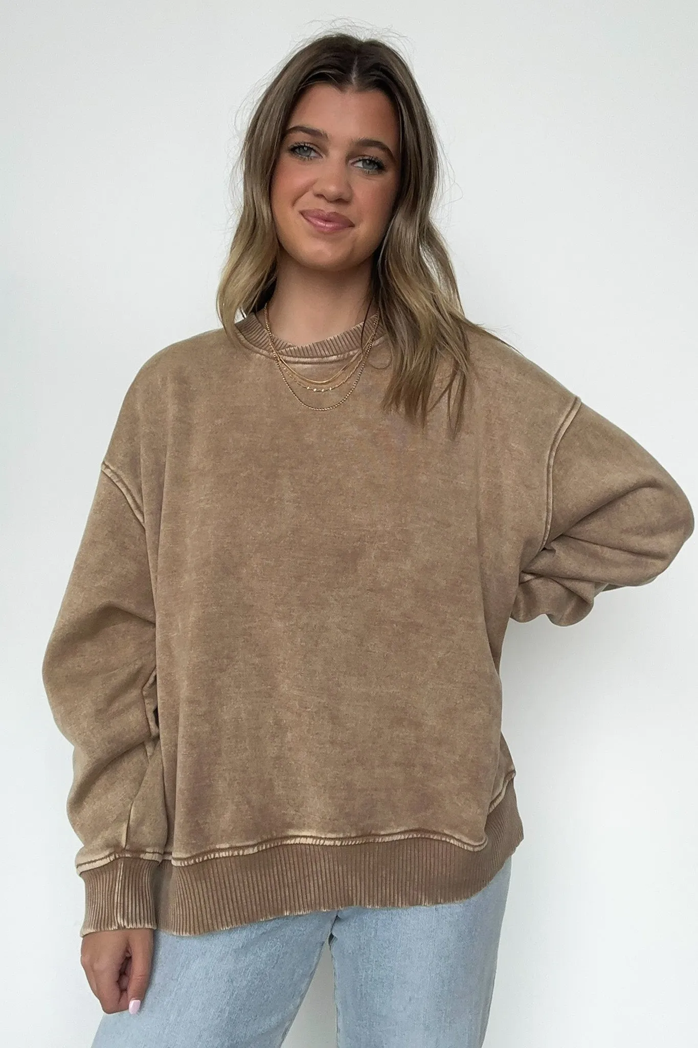 Cozy Vibes Acid Wash Oversized Pullover - BACK IN STOCK