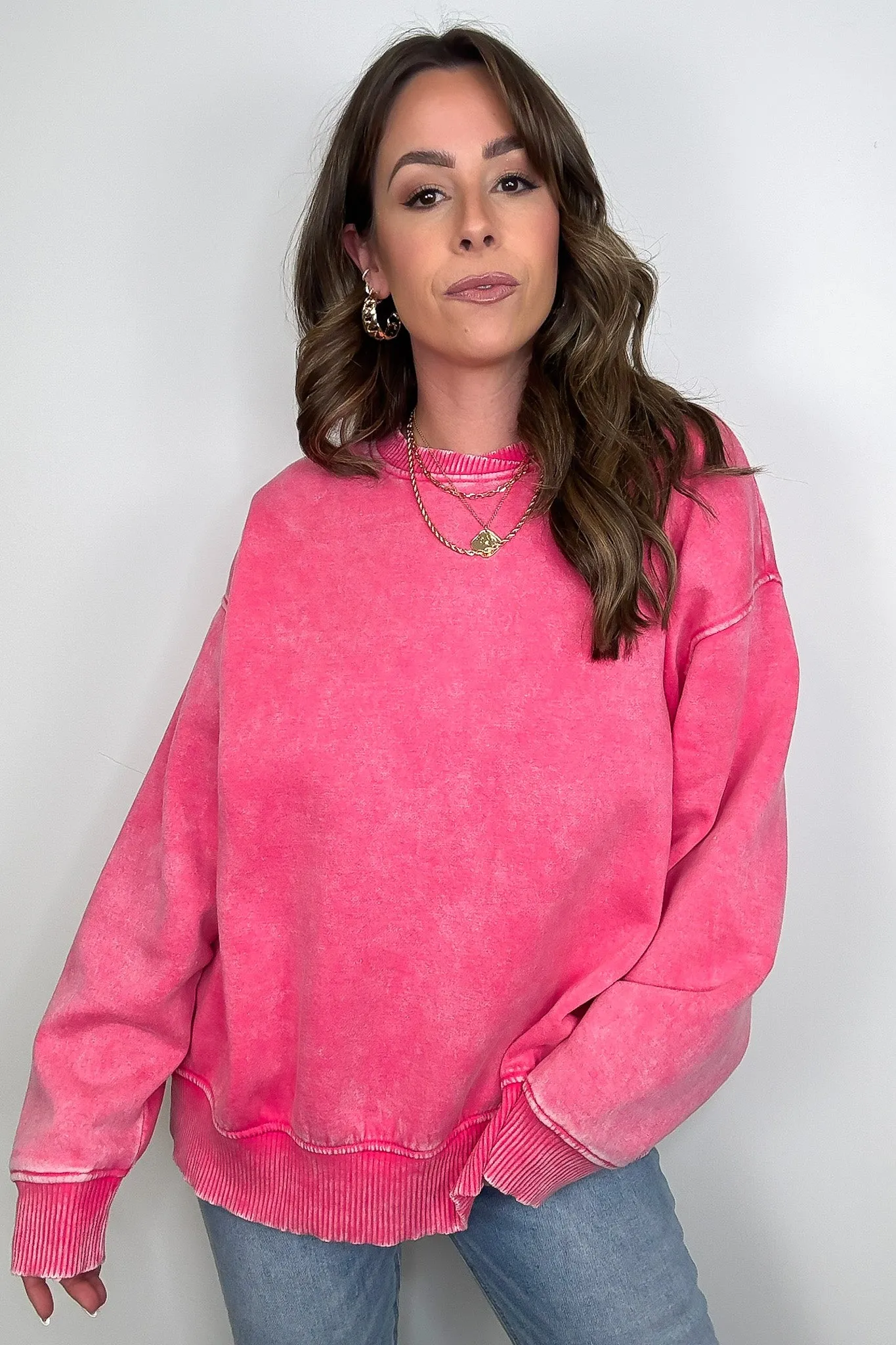 Cozy Vibes Acid Wash Oversized Pullover - BACK IN STOCK