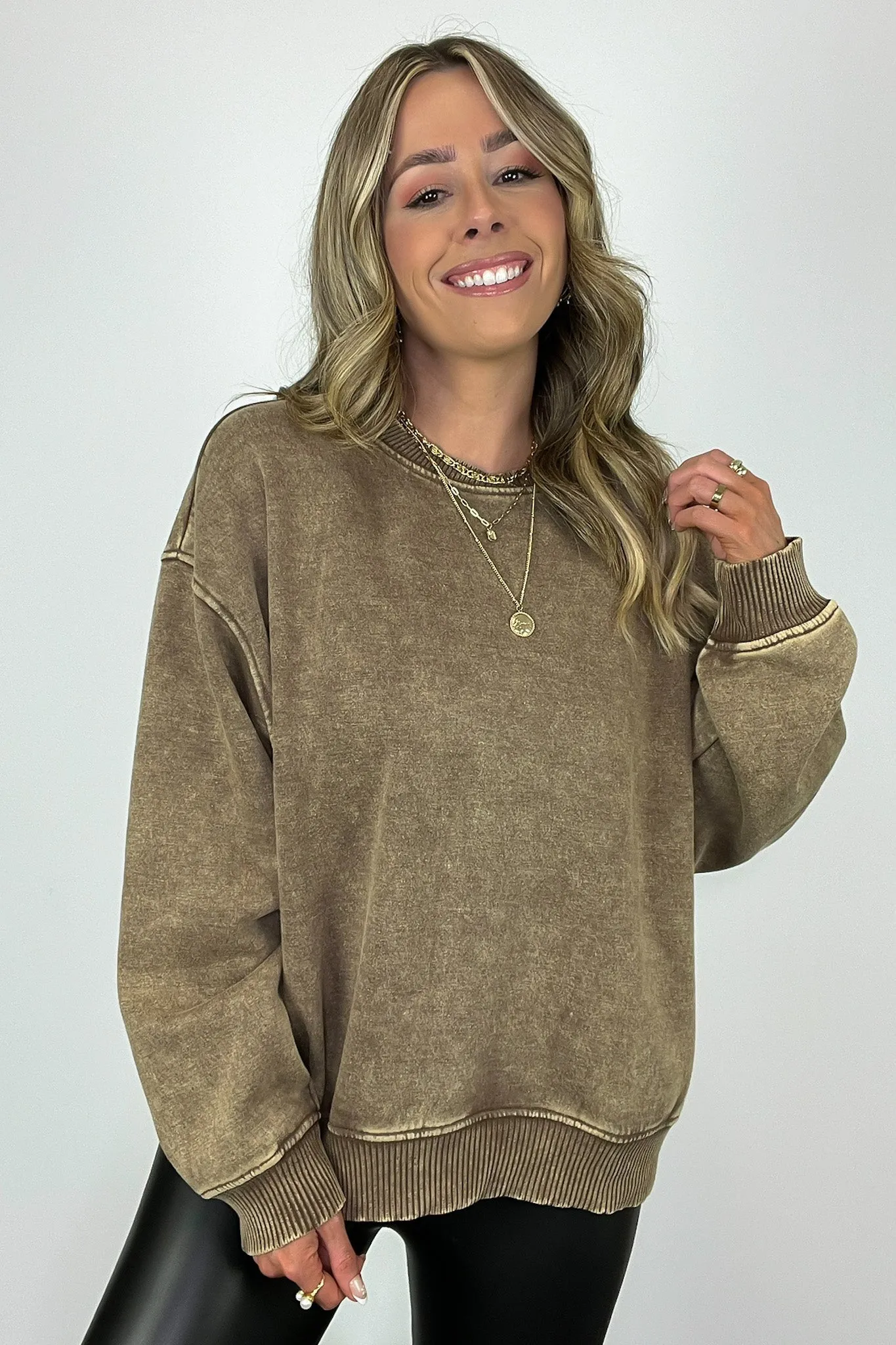 Cozy Vibes Acid Wash Oversized Pullover - BACK IN STOCK
