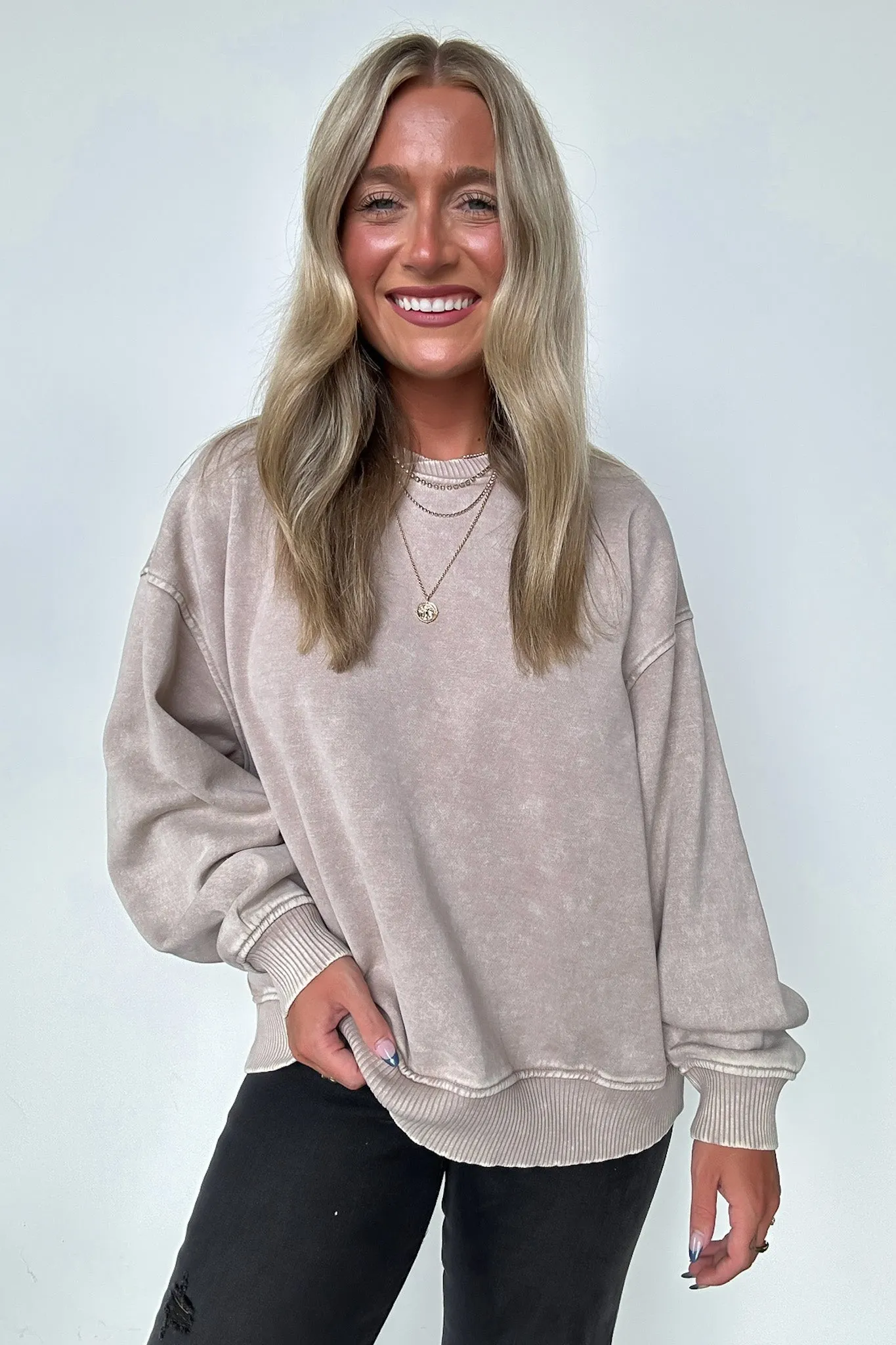 Cozy Vibes Acid Wash Oversized Pullover - BACK IN STOCK