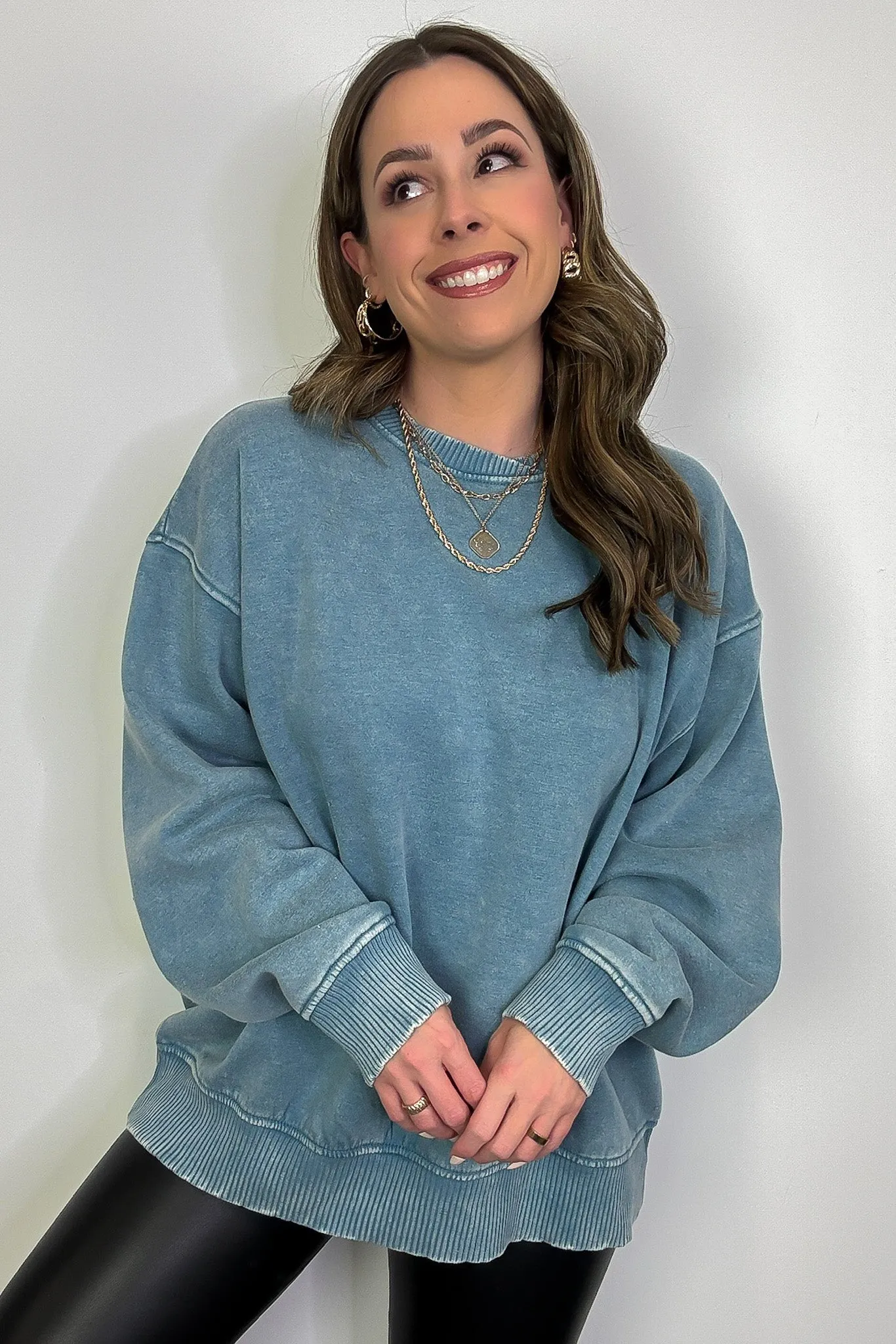 Cozy Vibes Acid Wash Oversized Pullover - BACK IN STOCK