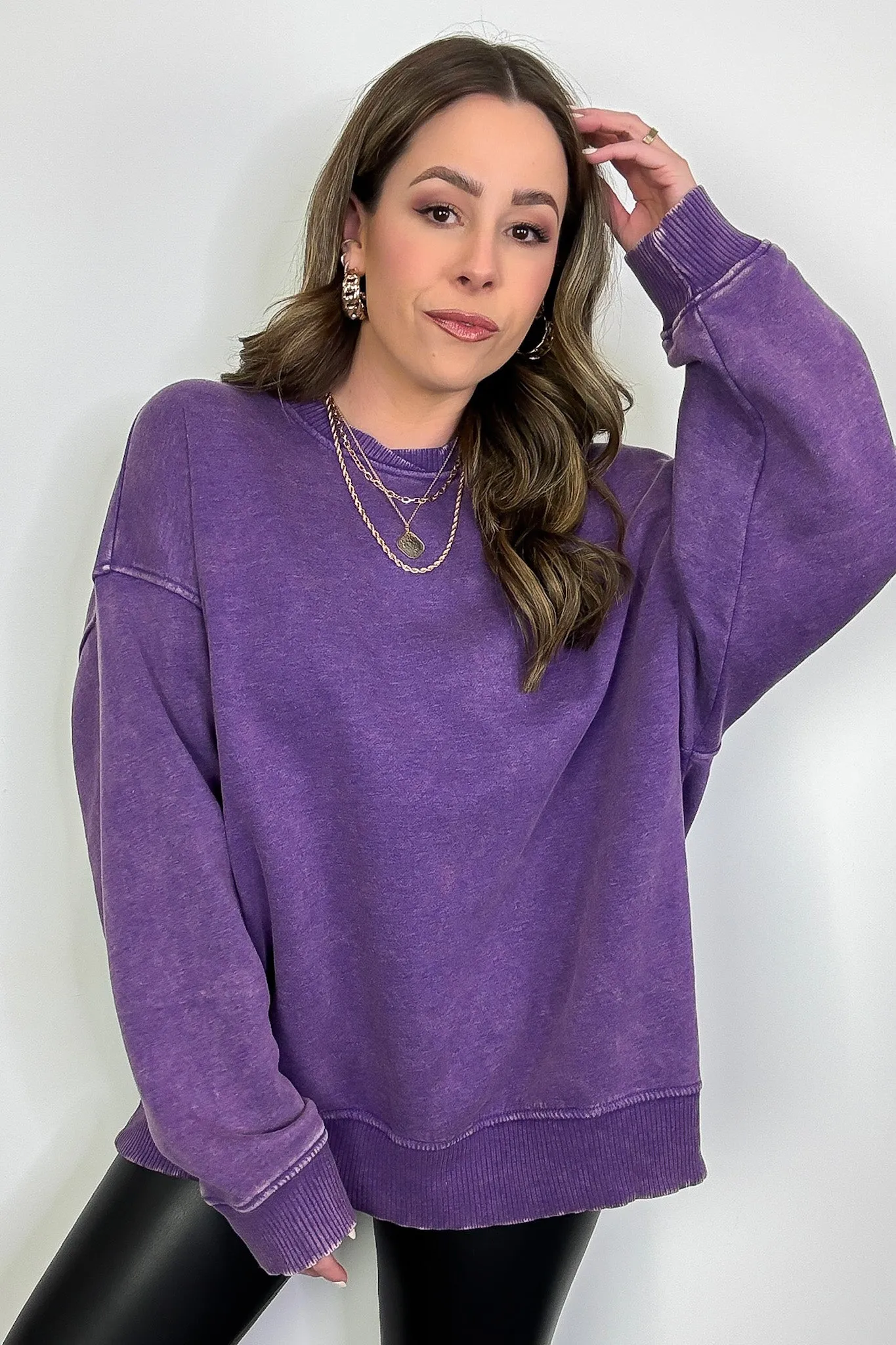 Cozy Vibes Acid Wash Oversized Pullover - BACK IN STOCK