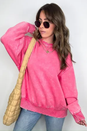 Cozy Vibes Acid Wash Oversized Pullover - BACK IN STOCK